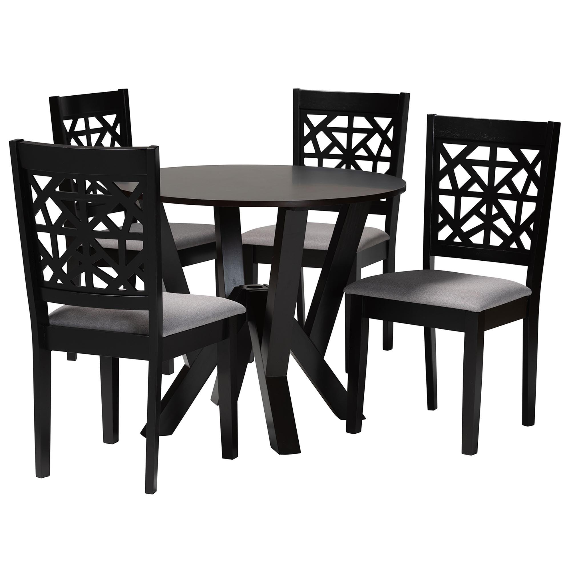 Felice Modern Fabric and Finished Wood 5-Piece Dining Set