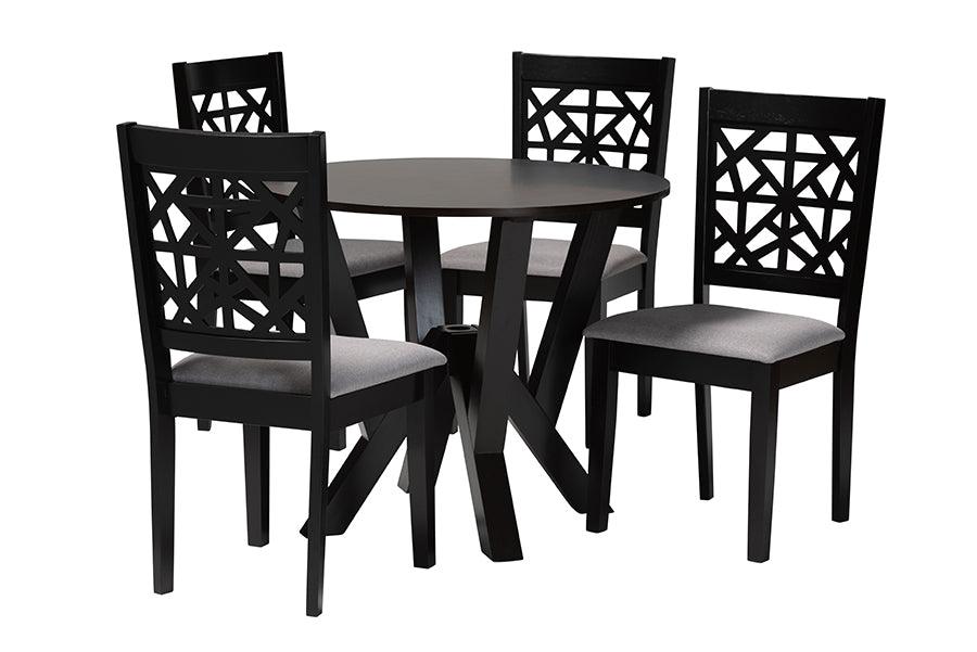 Felice Modern Fabric and Finished Wood 5-Piece Dining Set