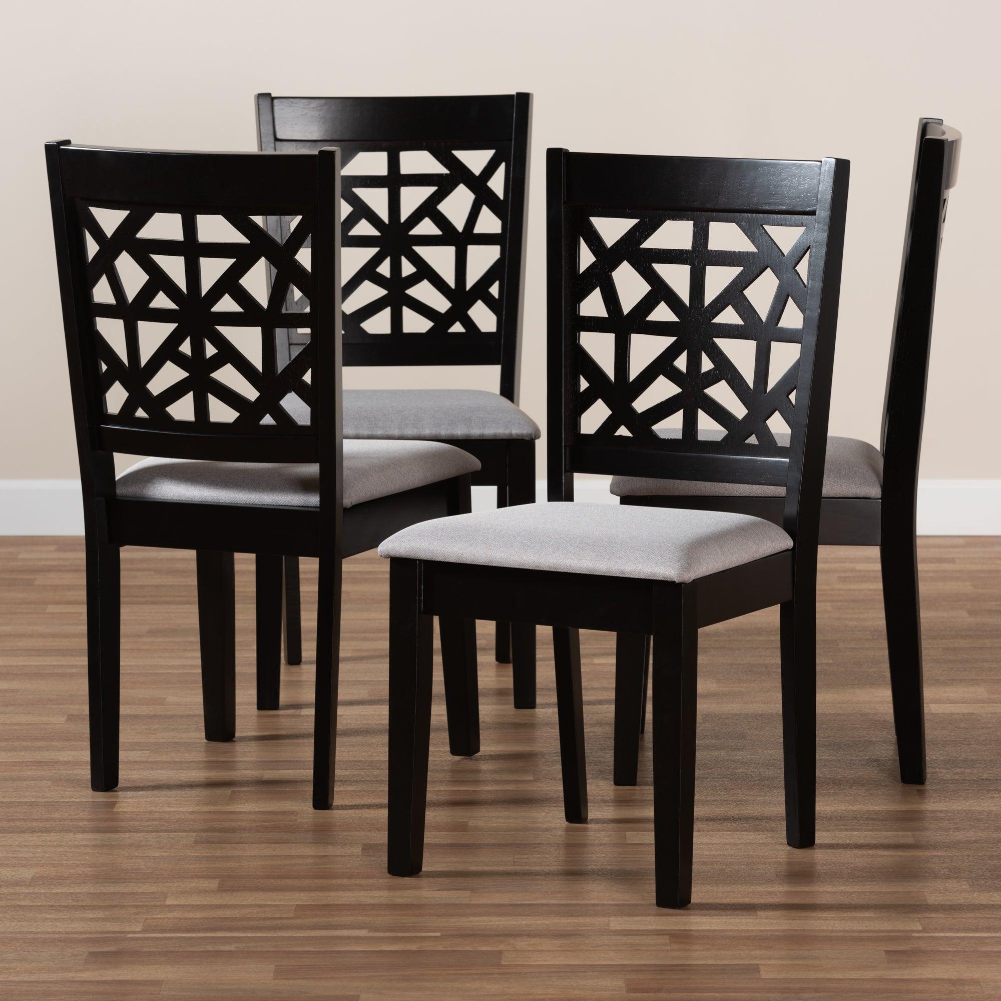 Jackson Modern and Contemporary Fabric Upholstered and Espresso Finished Wood 4-Piece Dining Chair Set