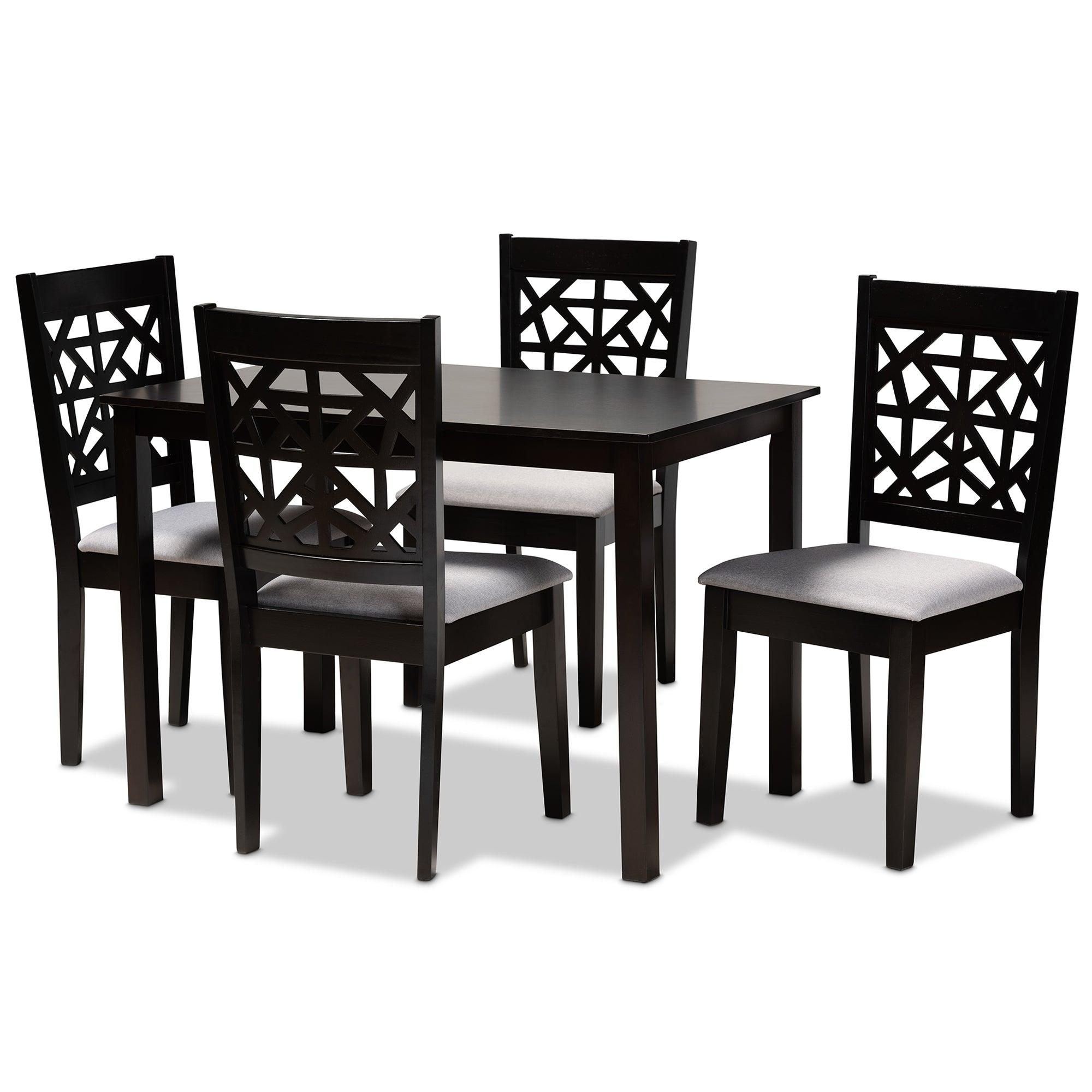 Jackson Modern and Contemporary Fabric Upholstered and Espresso Finished Wood 5-Piece Dining Set