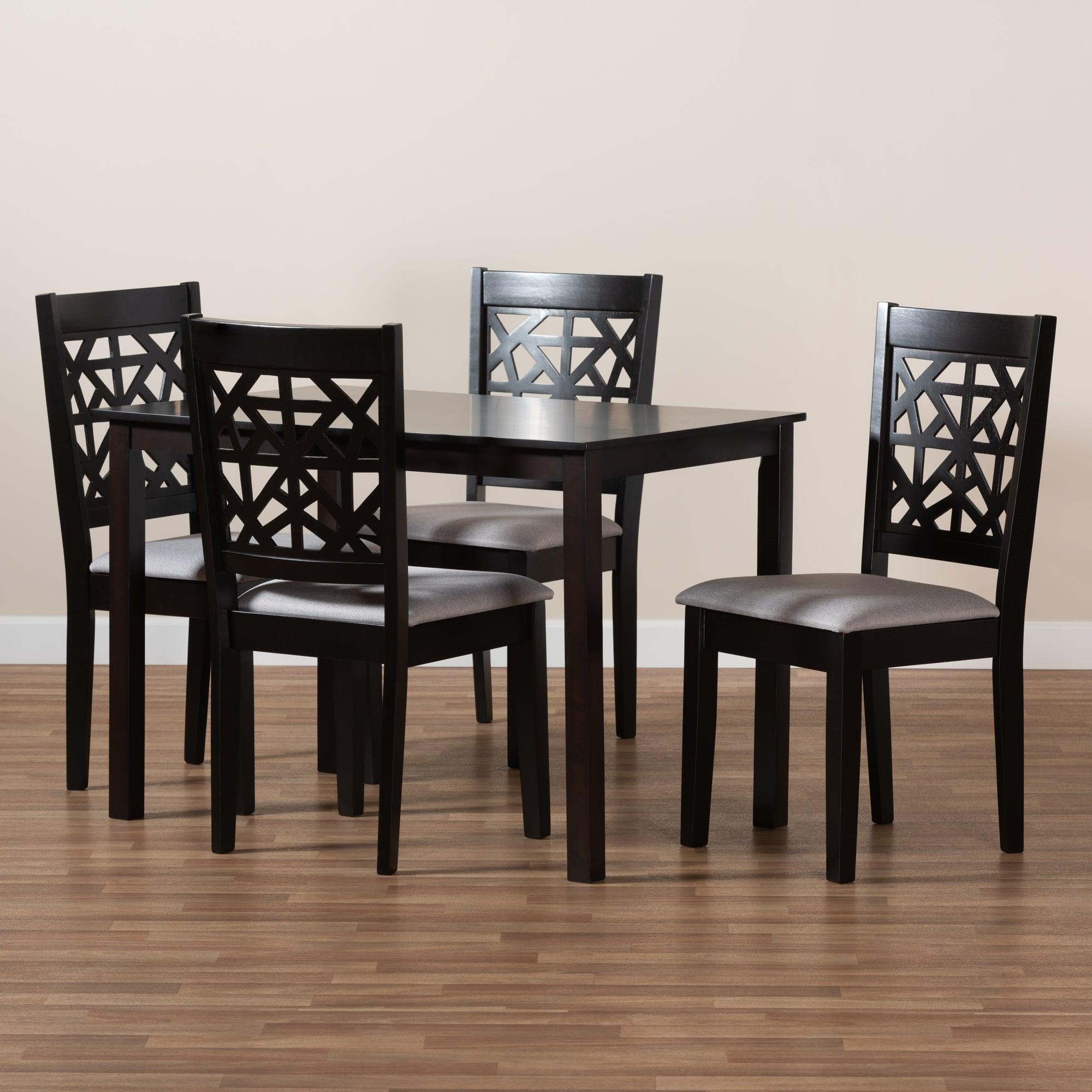 Jackson Modern and Contemporary Fabric Upholstered and Espresso Finished Wood 5-Piece Dining Set