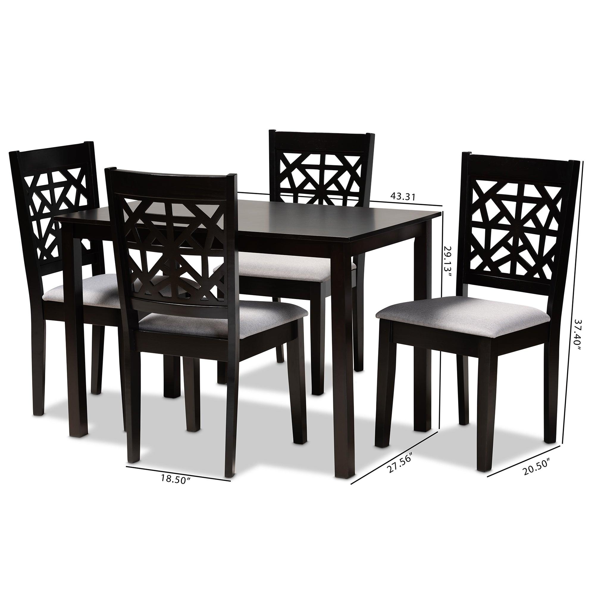 Jackson Modern and Contemporary Fabric Upholstered and Espresso Finished Wood 5-Piece Dining Set