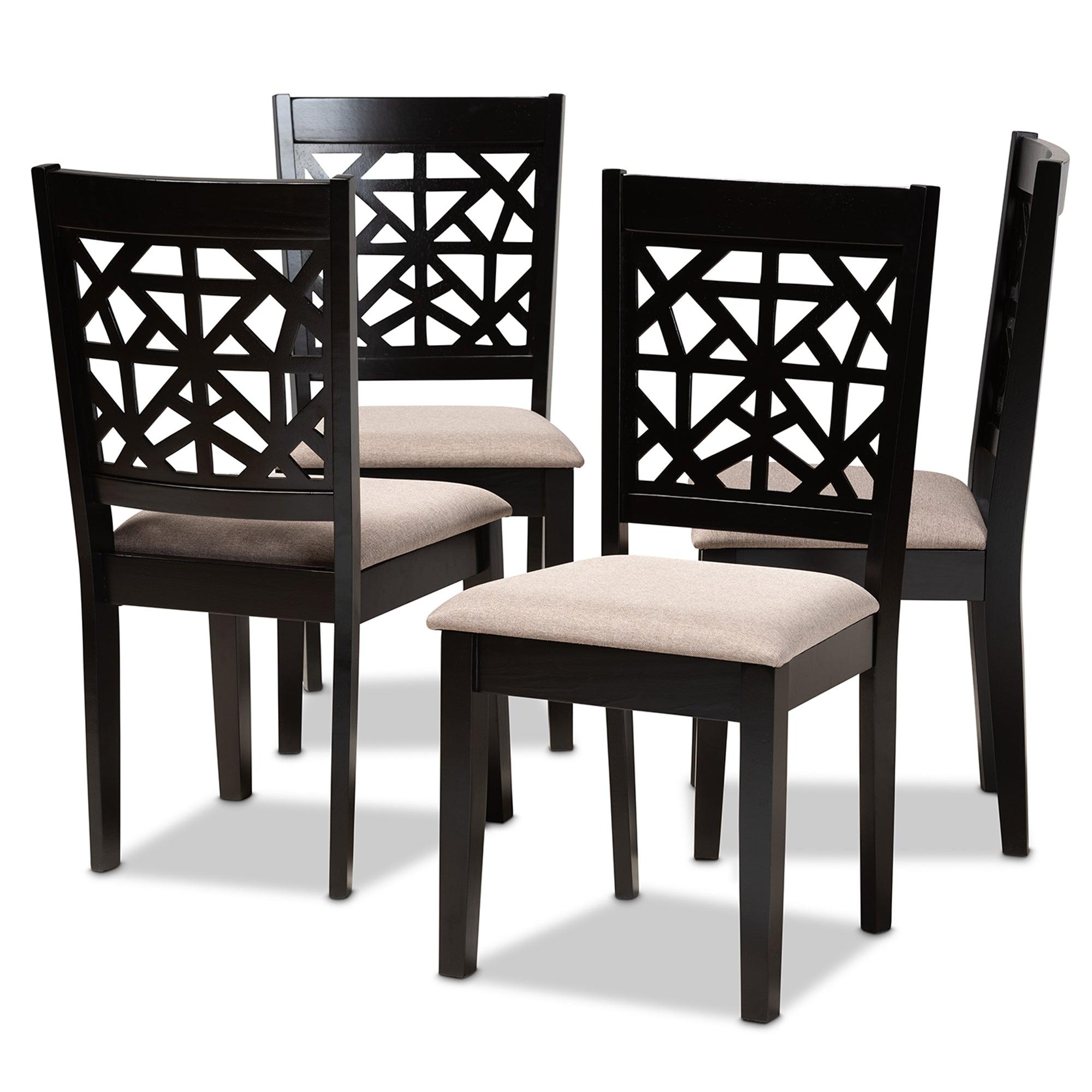 Jackson Modern and Contemporary Sand Fabric Upholstered and Espresso Finished Wood 4-Piece Dining Chair Set