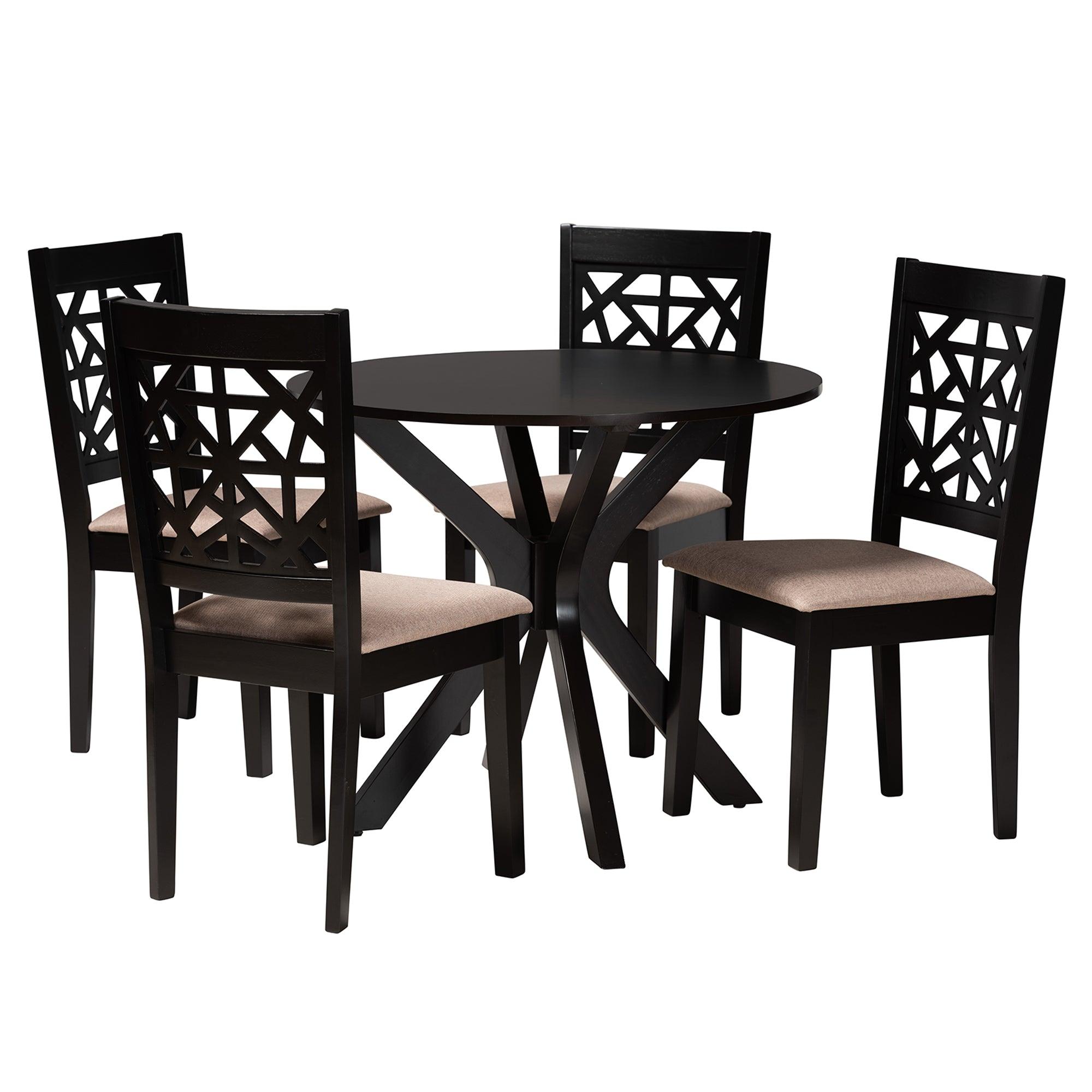 Karel Modern Fabric and Espresso Finished Wood 5-Piece Dining Set