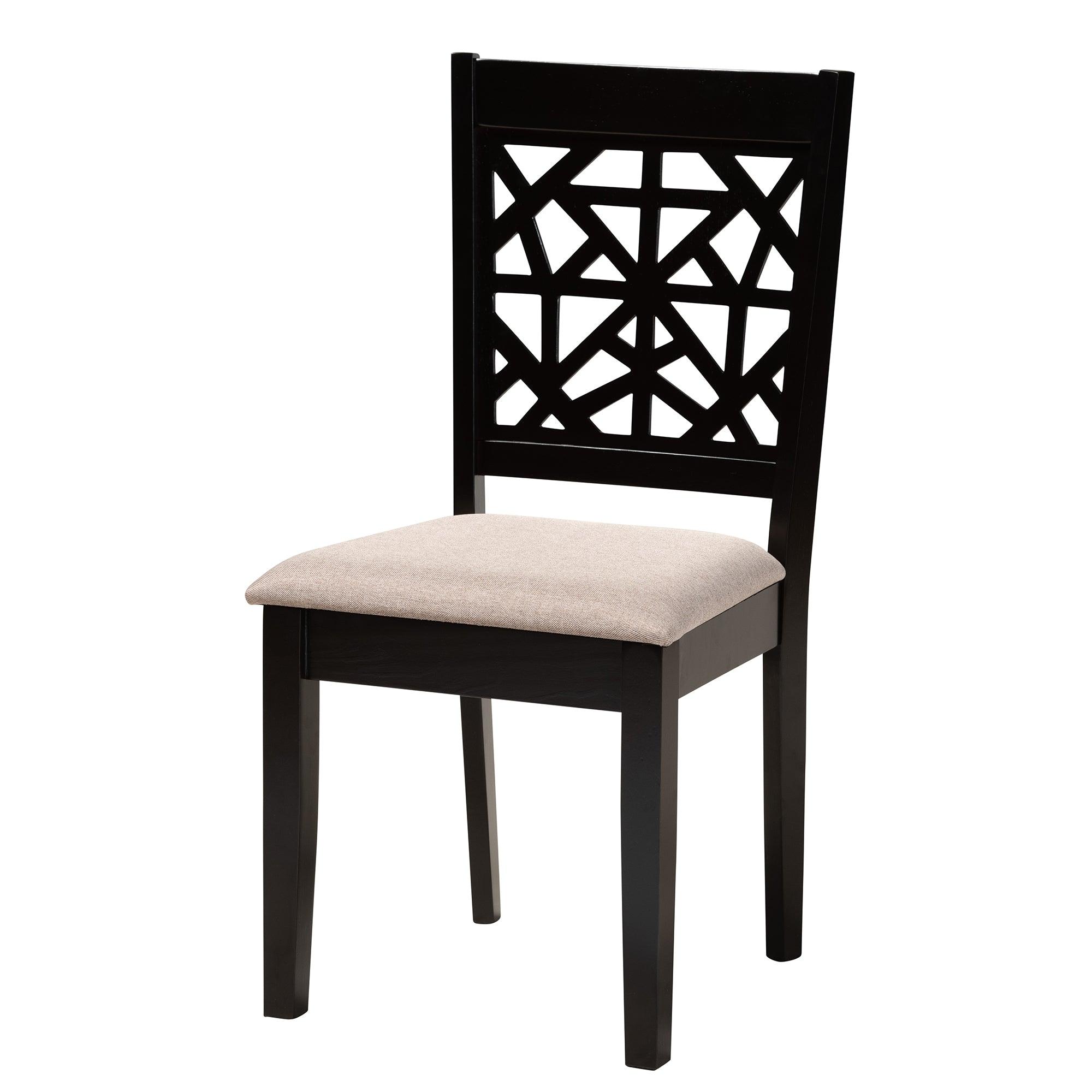 Karel Modern Fabric and Espresso Finished Wood 5-Piece Dining Set