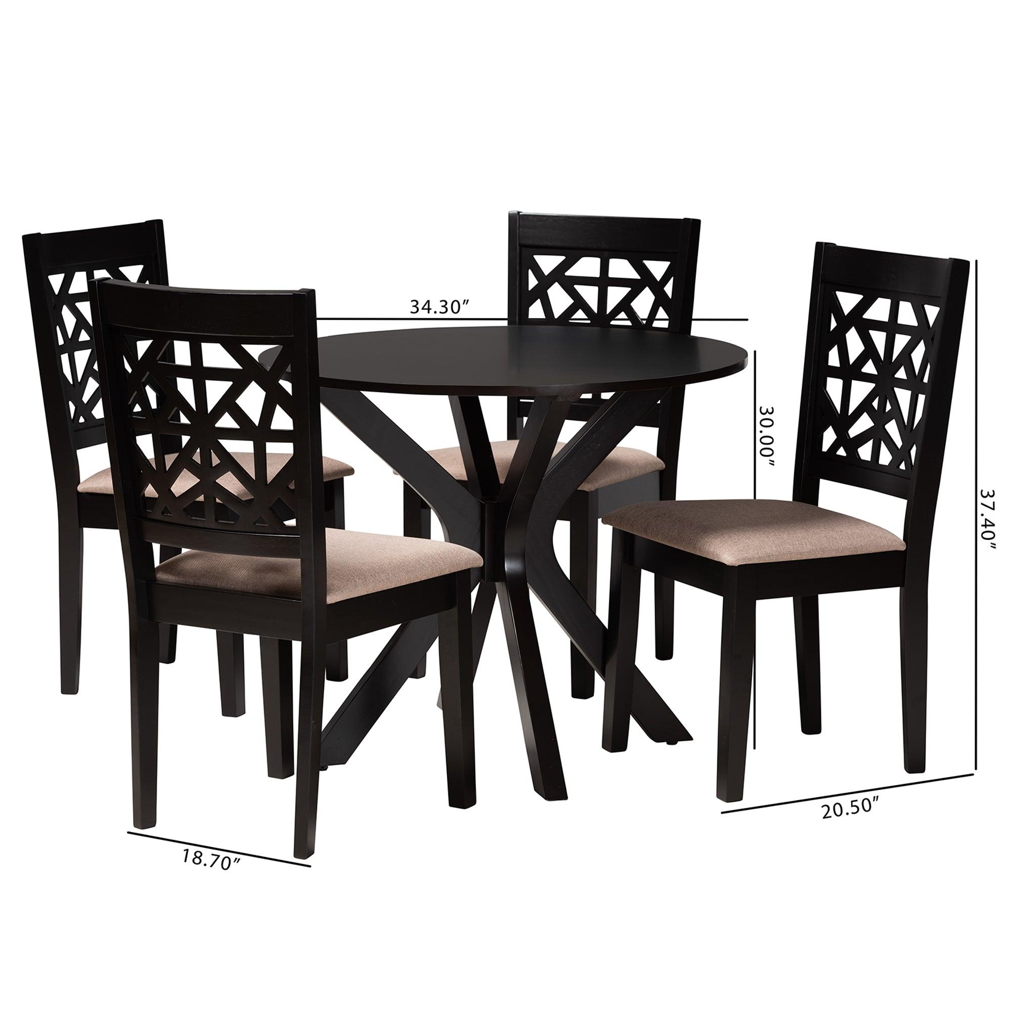 Karel Modern Fabric and Espresso Finished Wood 5-Piece Dining Set