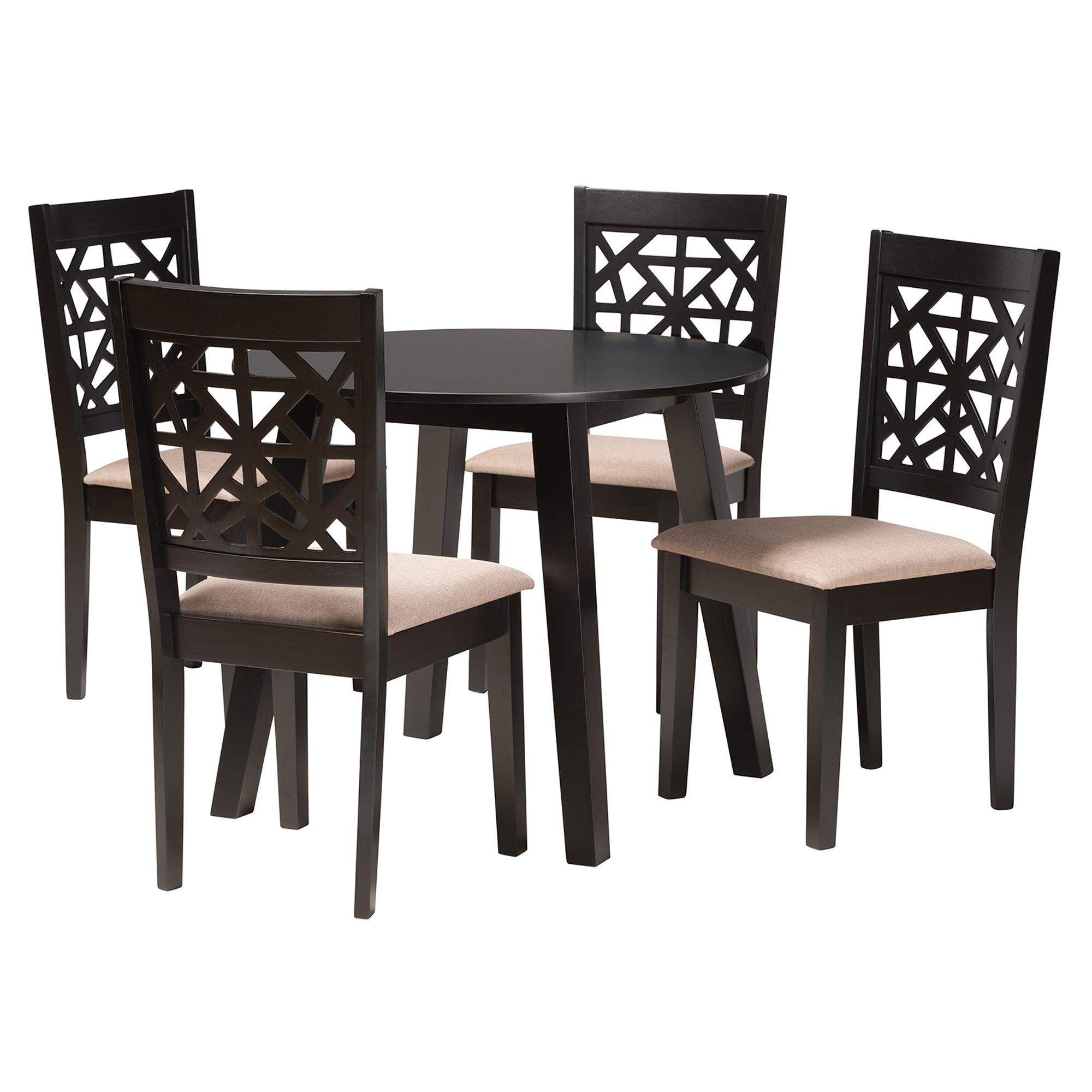 Aiden Modern Fabric and Finished Wood 5-Piece Dining Set