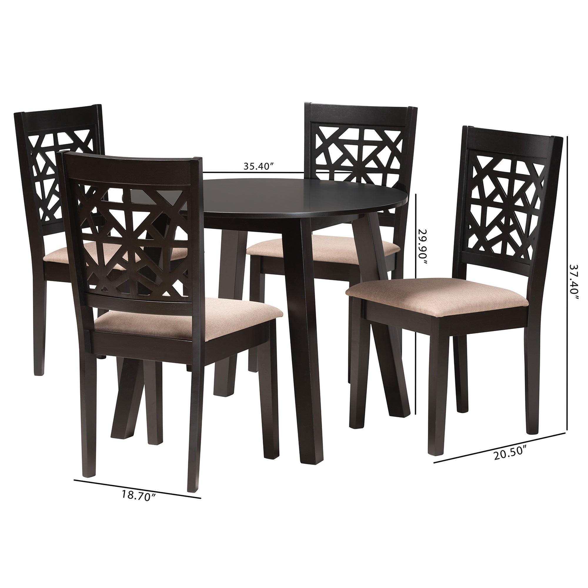 Aiden Modern Fabric and Finished Wood 5-Piece Dining Set