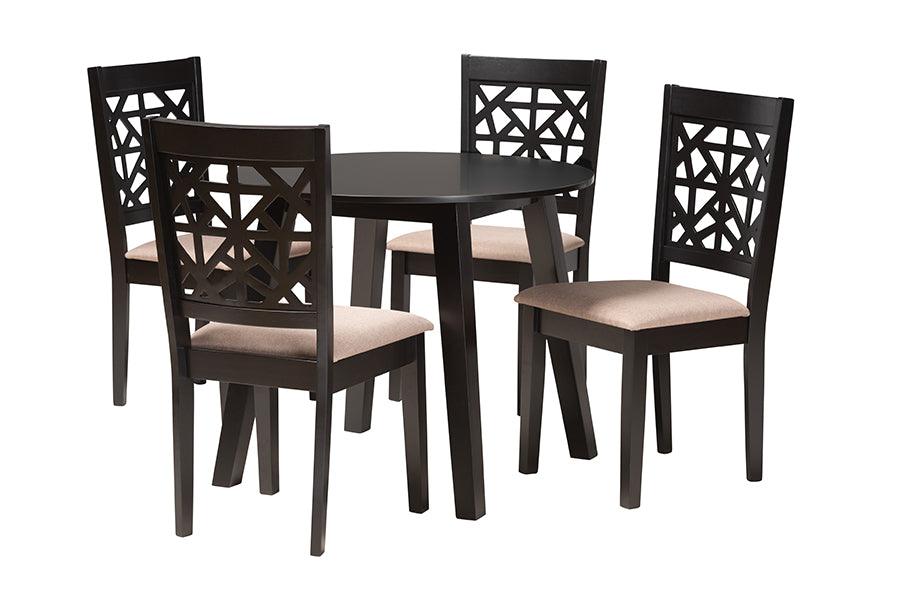 Aiden Modern Fabric and Finished Wood 5-Piece Dining Set