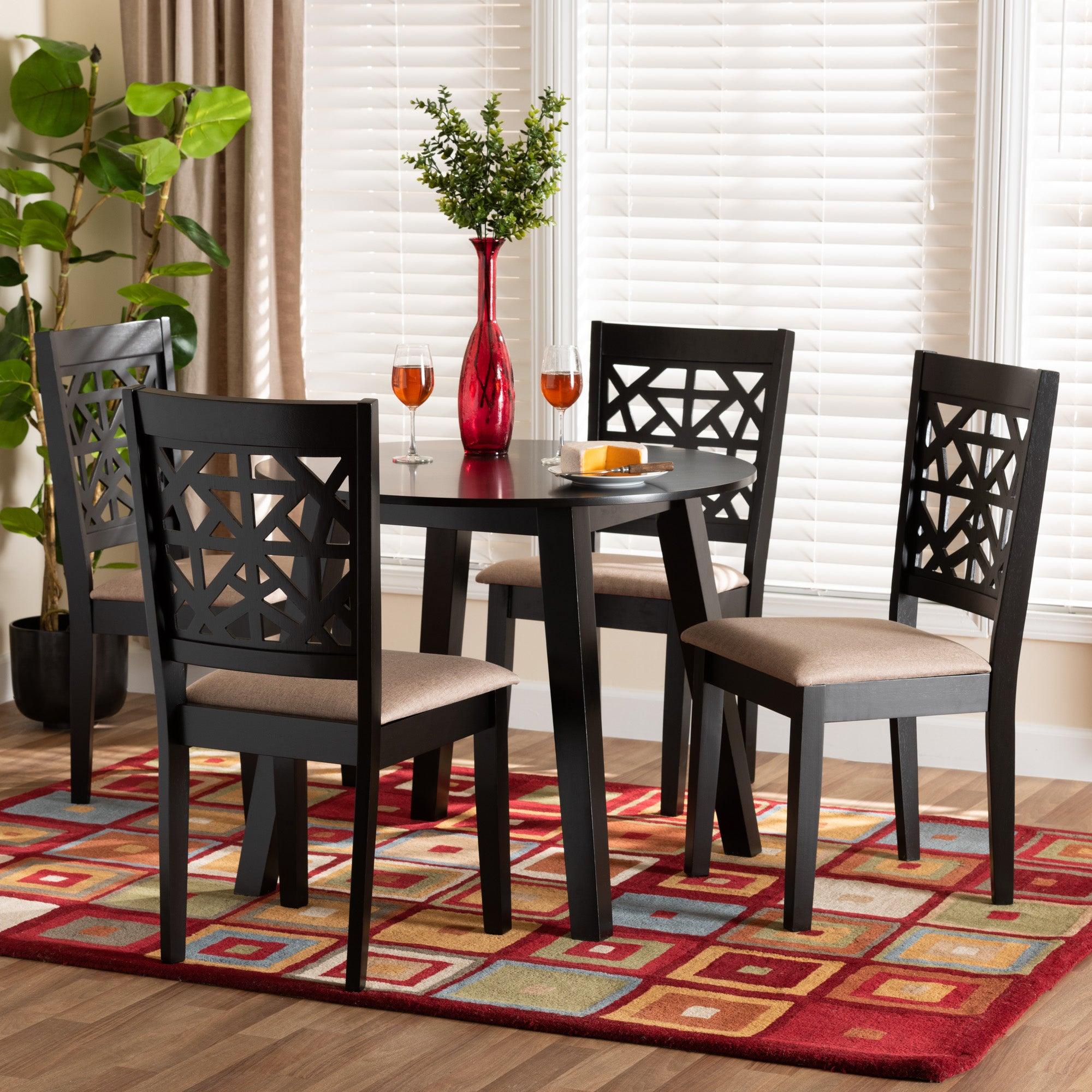 Aiden Modern Fabric and Finished Wood 5-Piece Dining Set