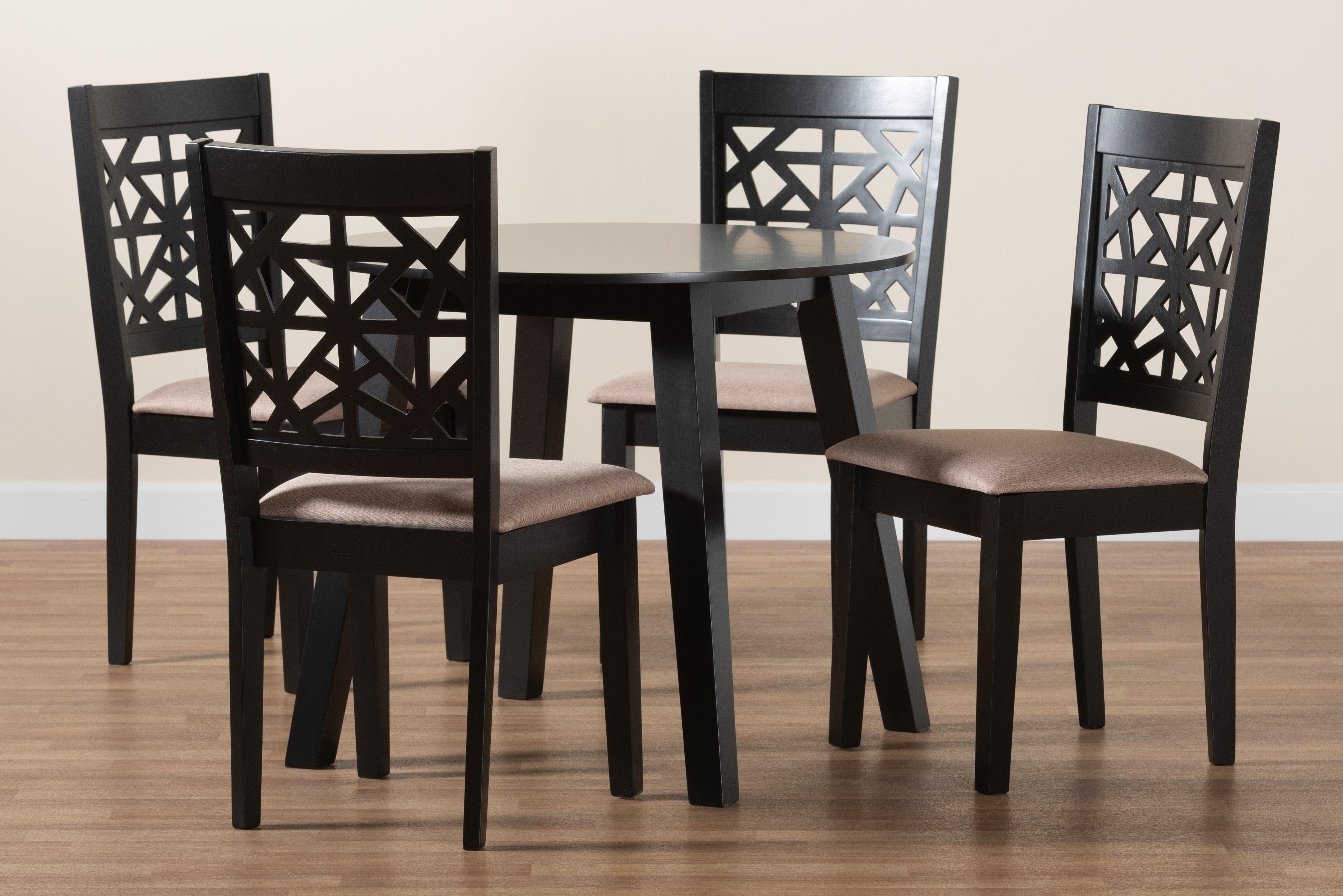 Aiden Modern Fabric and Finished Wood 5-Piece Dining Set