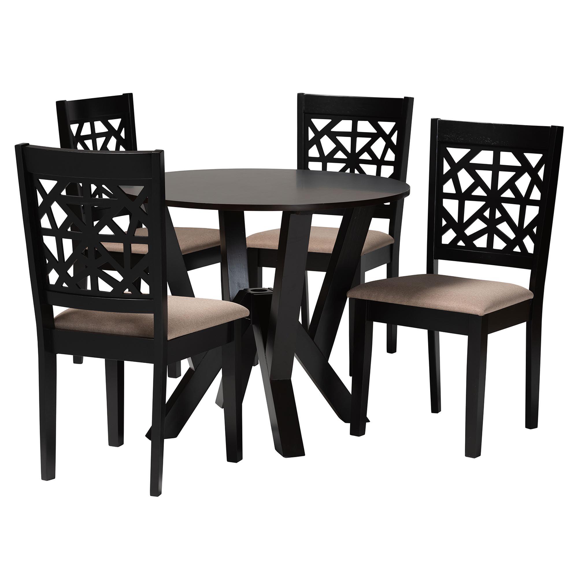 Felice Modern Fabric and Finished Wood 5-Piece Dining Set