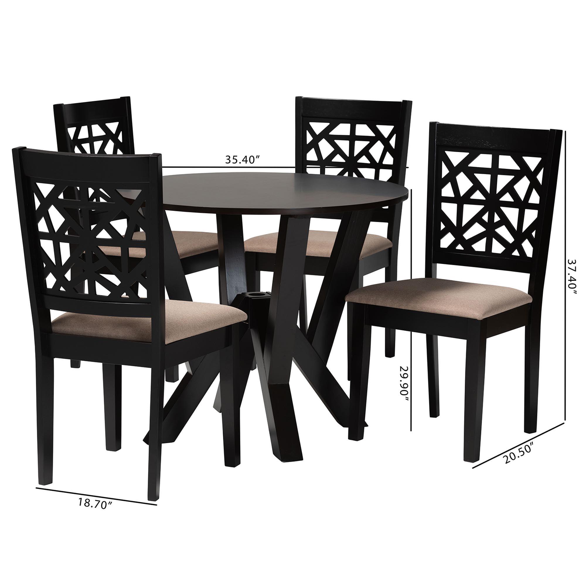 Felice Modern Fabric and Finished Wood 5-Piece Dining Set