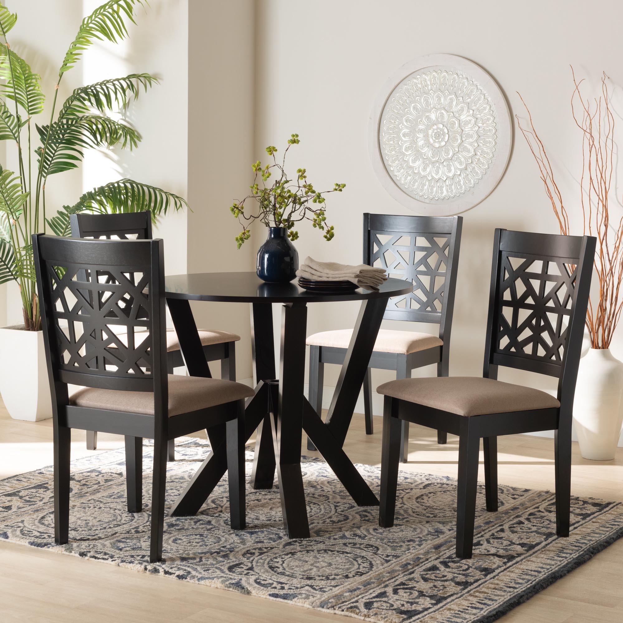 Felice Modern Fabric and Finished Wood 5-Piece Dining Set