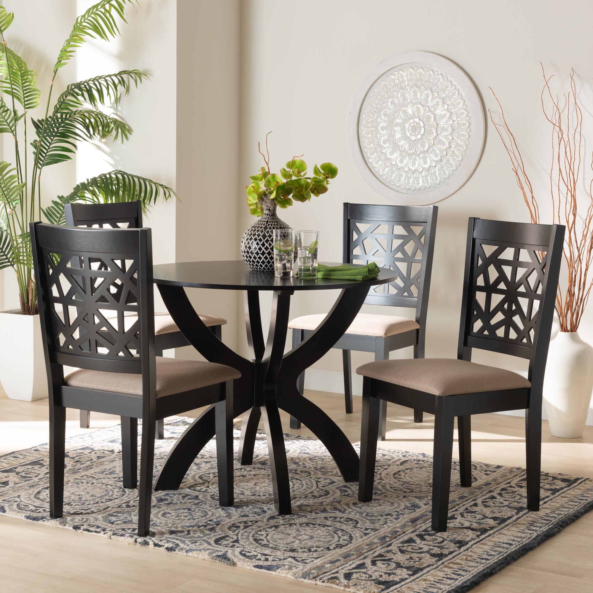 Lena Modern Fabric and Finished Wood 5-Piece Dining Set