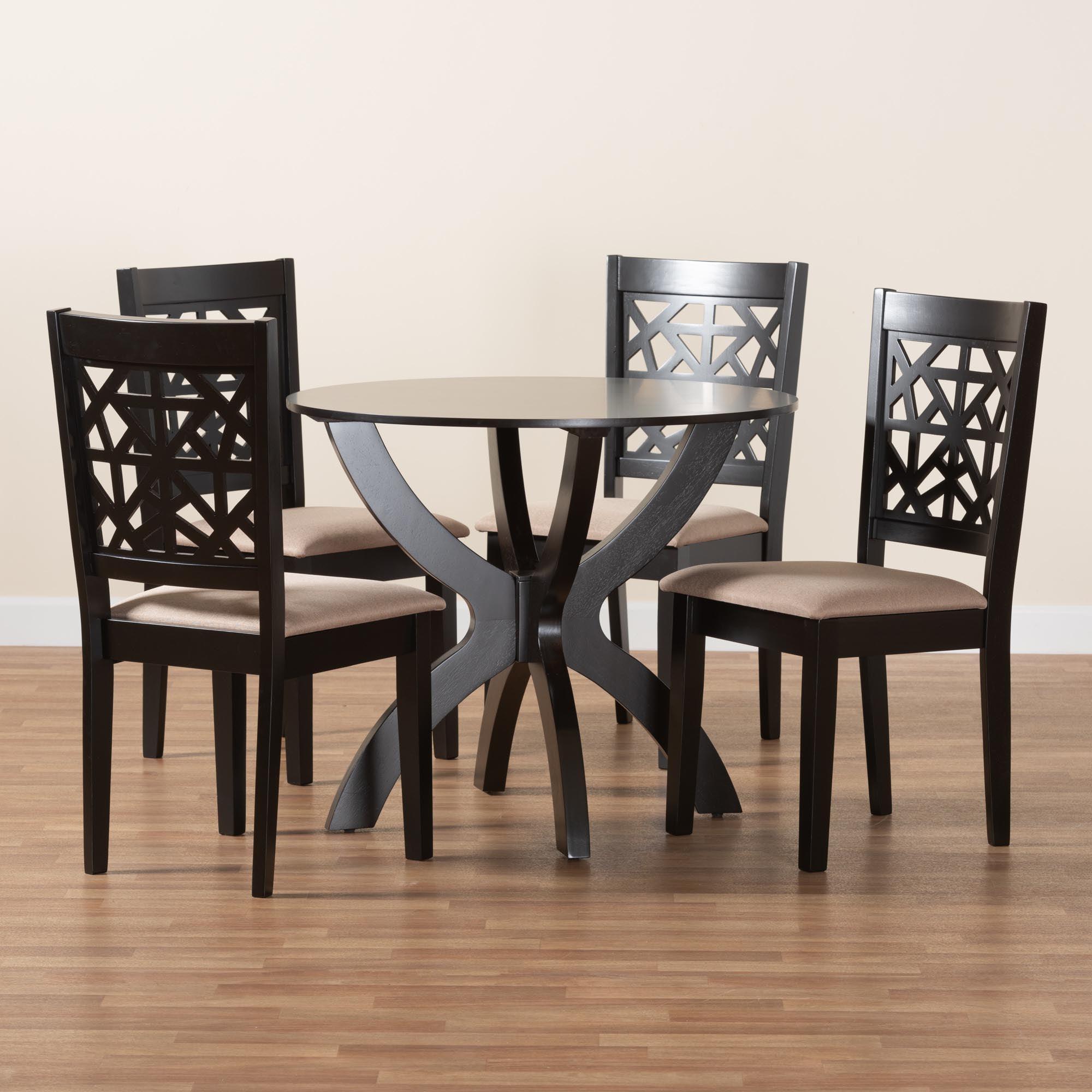 Lena Modern Fabric and Finished Wood 5-Piece Dining Set