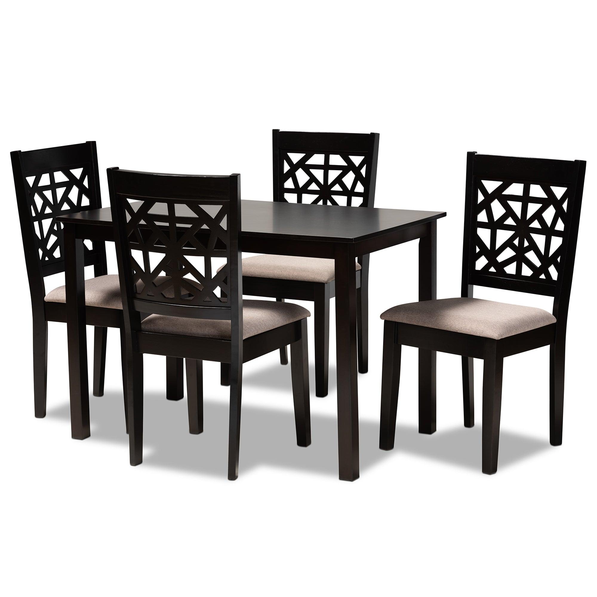 Jackson Modern and Contemporary Sand Fabric Upholstered and Espresso Finished Wood 5-Piece Dining Set