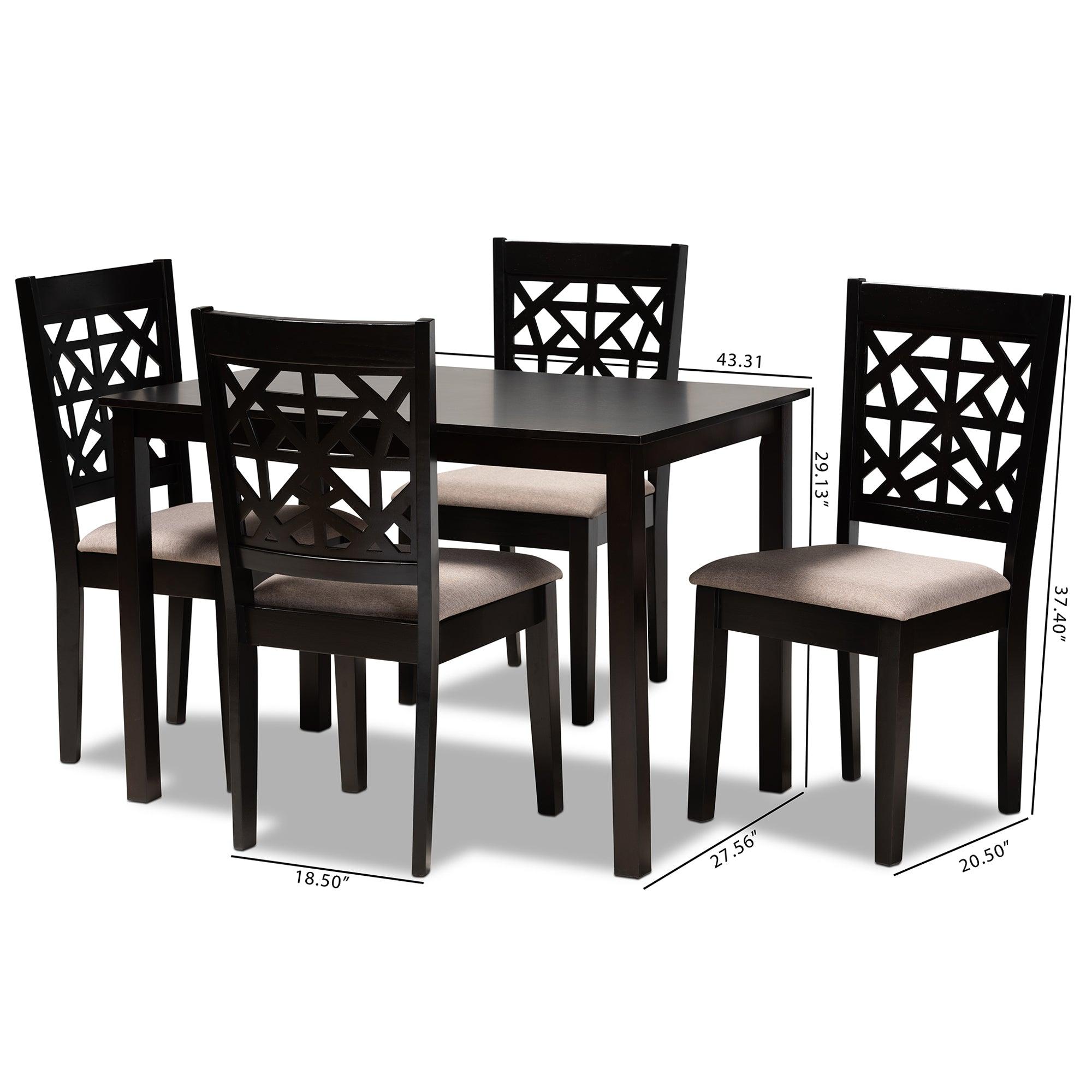 Jackson Modern and Contemporary Sand Fabric Upholstered and Espresso Finished Wood 5-Piece Dining Set