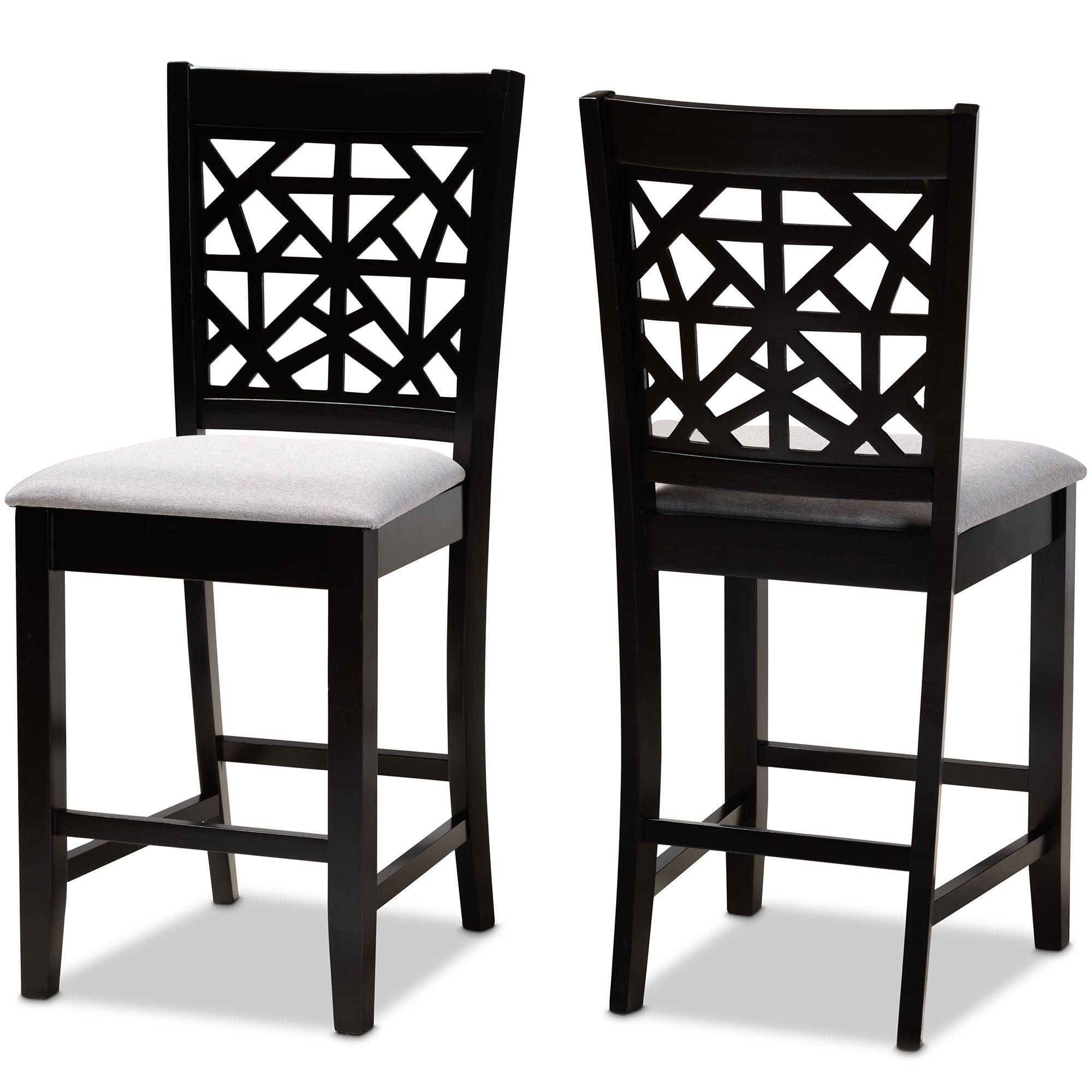 Devon Modern and Contemporary Fabric Upholstered and Espresso Finished Wood 2-Piece Counter Height Pub Chair Set