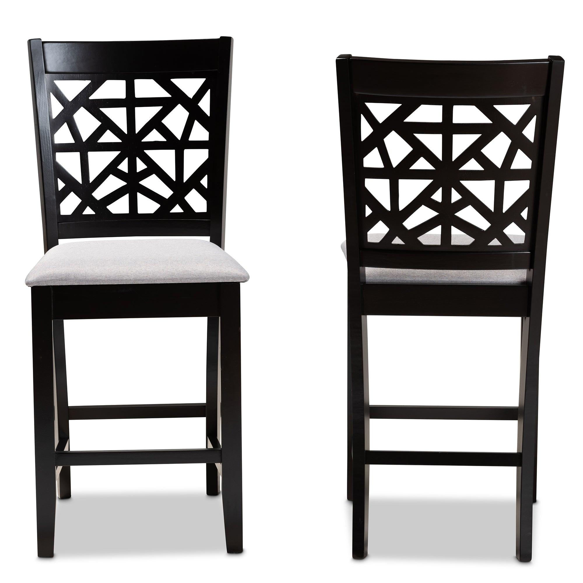 Devon Modern and Contemporary Fabric Upholstered and Espresso Finished Wood 2-Piece Counter Height Pub Chair Set