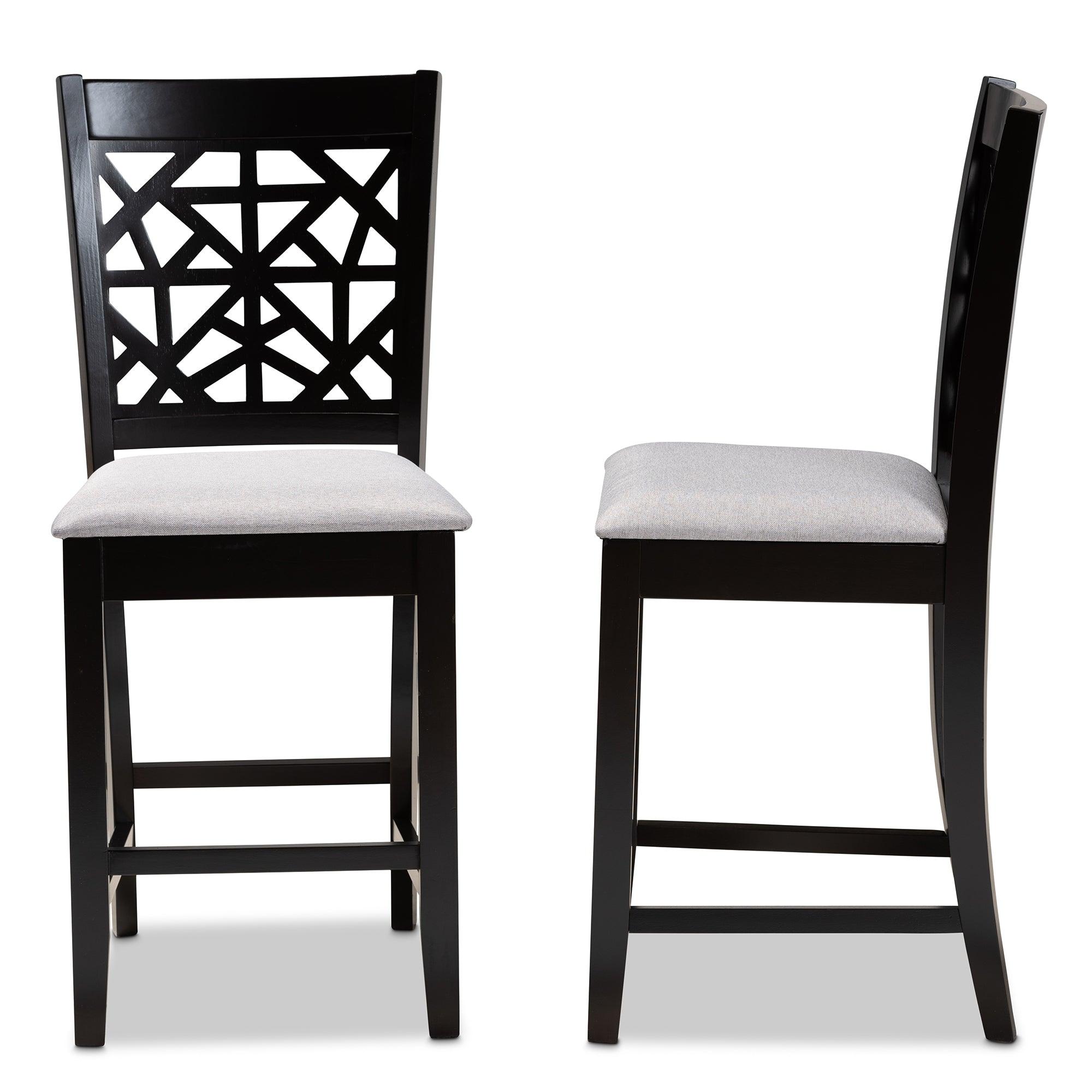 Devon Modern and Contemporary Fabric Upholstered and Espresso Finished Wood 2-Piece Counter Height Pub Chair Set