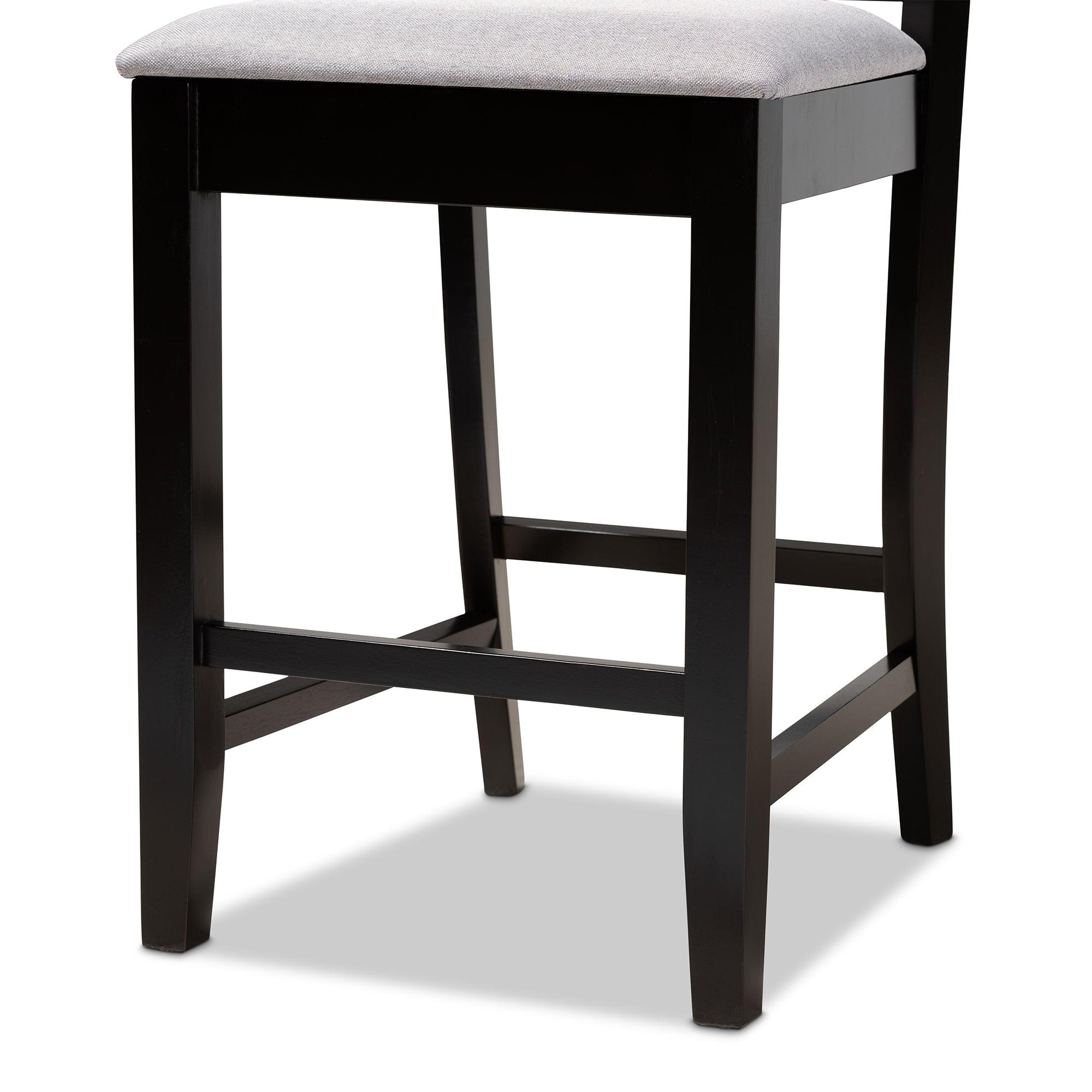 Devon Modern and Contemporary Fabric Upholstered and Espresso Finished Wood 2-Piece Counter Height Pub Chair Set