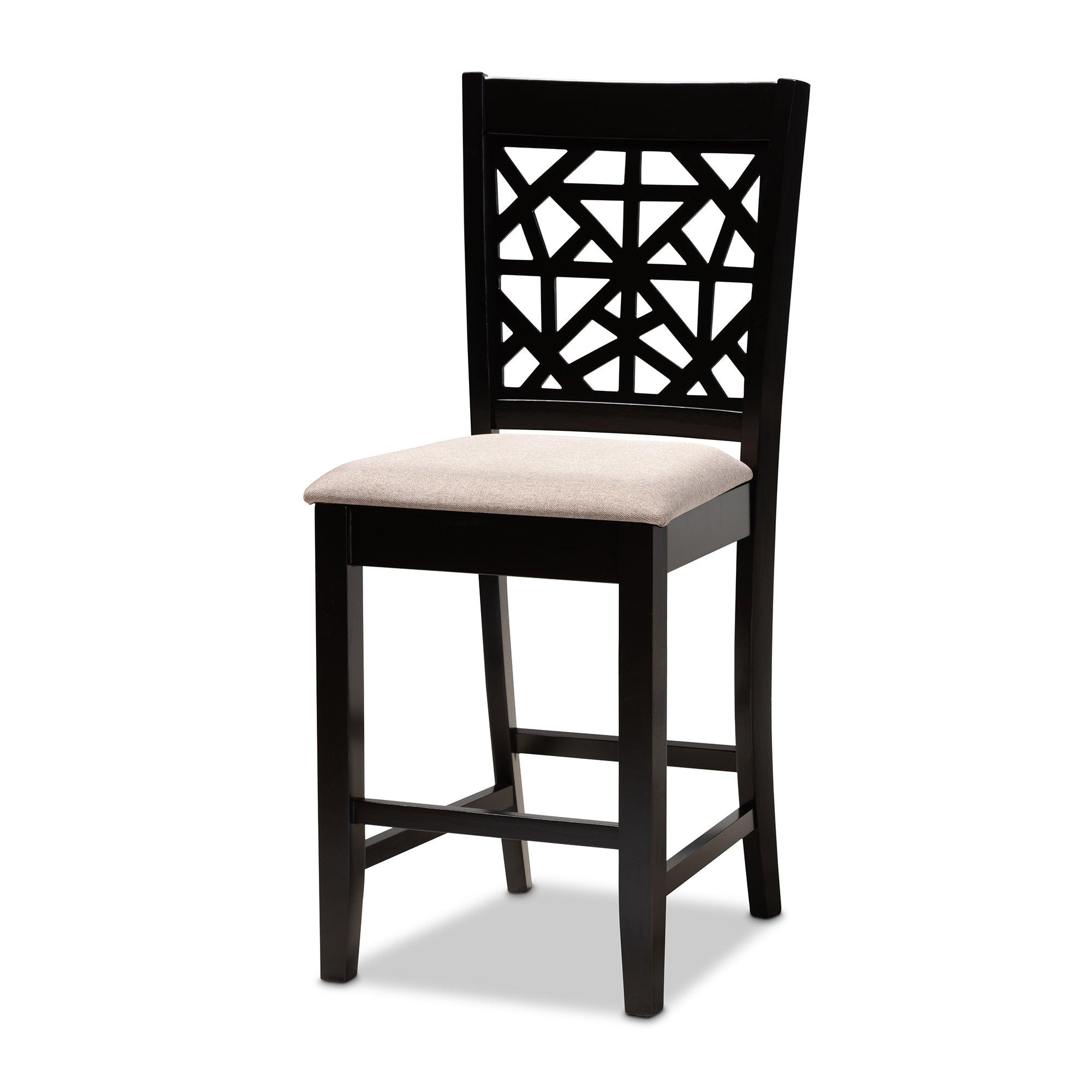 Devon Modern and Contemporary Sand Fabric Upholstered and Espresso Finished Wood 5-Piece Pub Dining Set