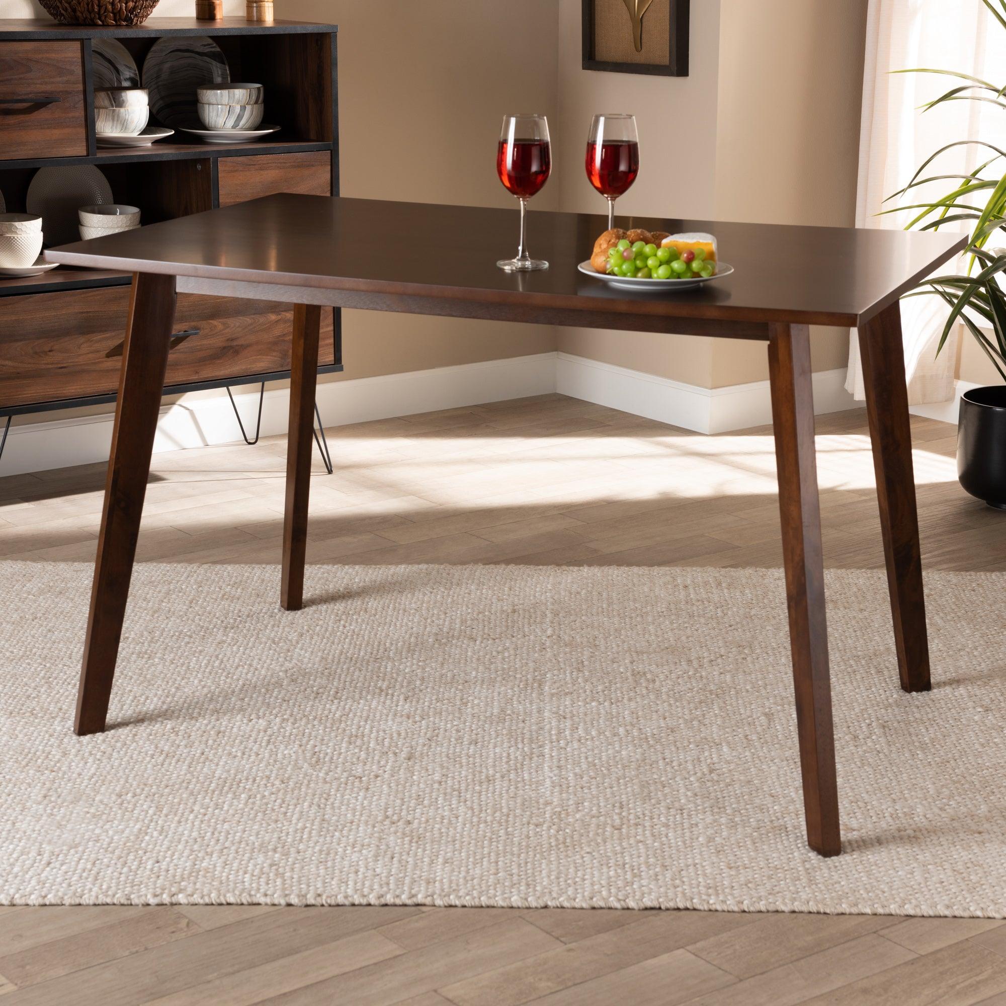 Britte Mid-Century Modern Transitional Finished Rectangular Wood Dining Table