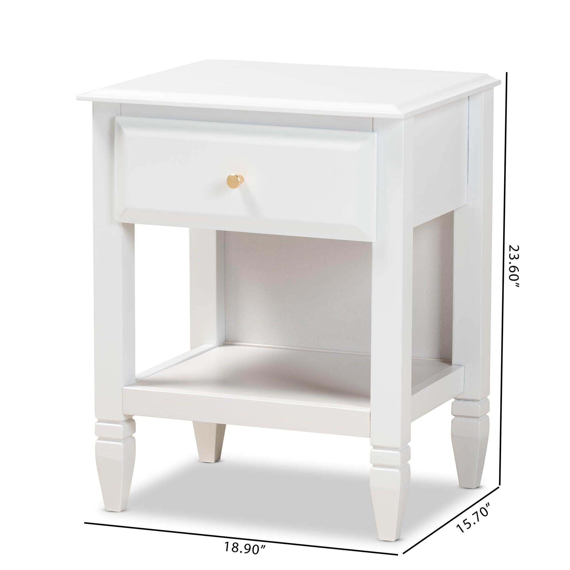 Naomi Classic and Transitional Finished Wood 1-Drawer Bedroom Nightstand