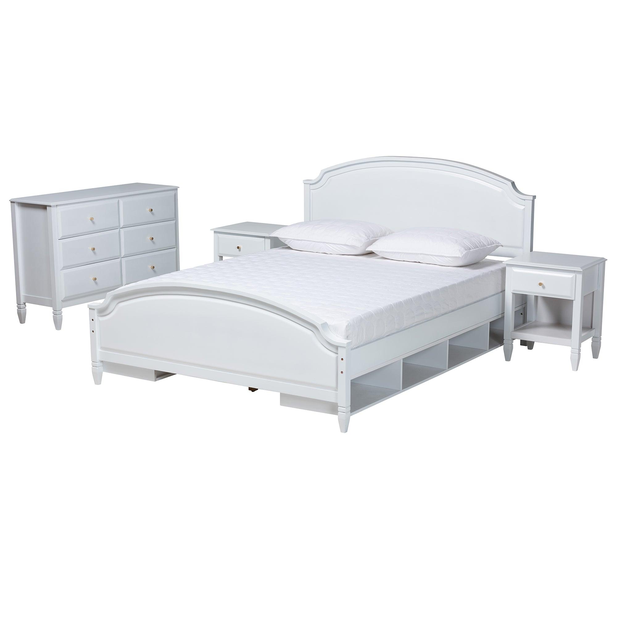 Elise Classic and Transitional Finished Wood 4-Piece Bedroom Set