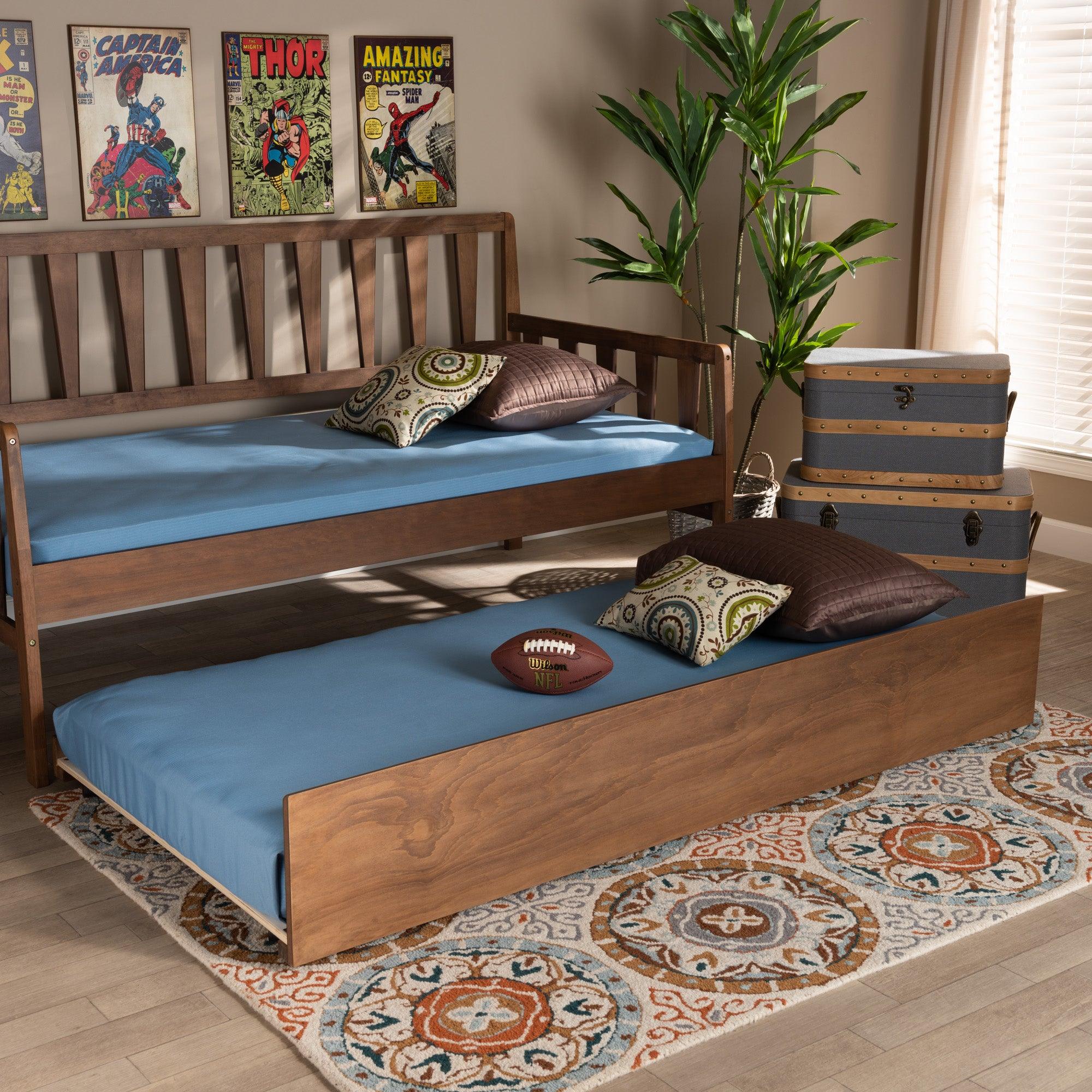 Midori Modern and Contemporary Transitional Finished Wood Trundle Bed