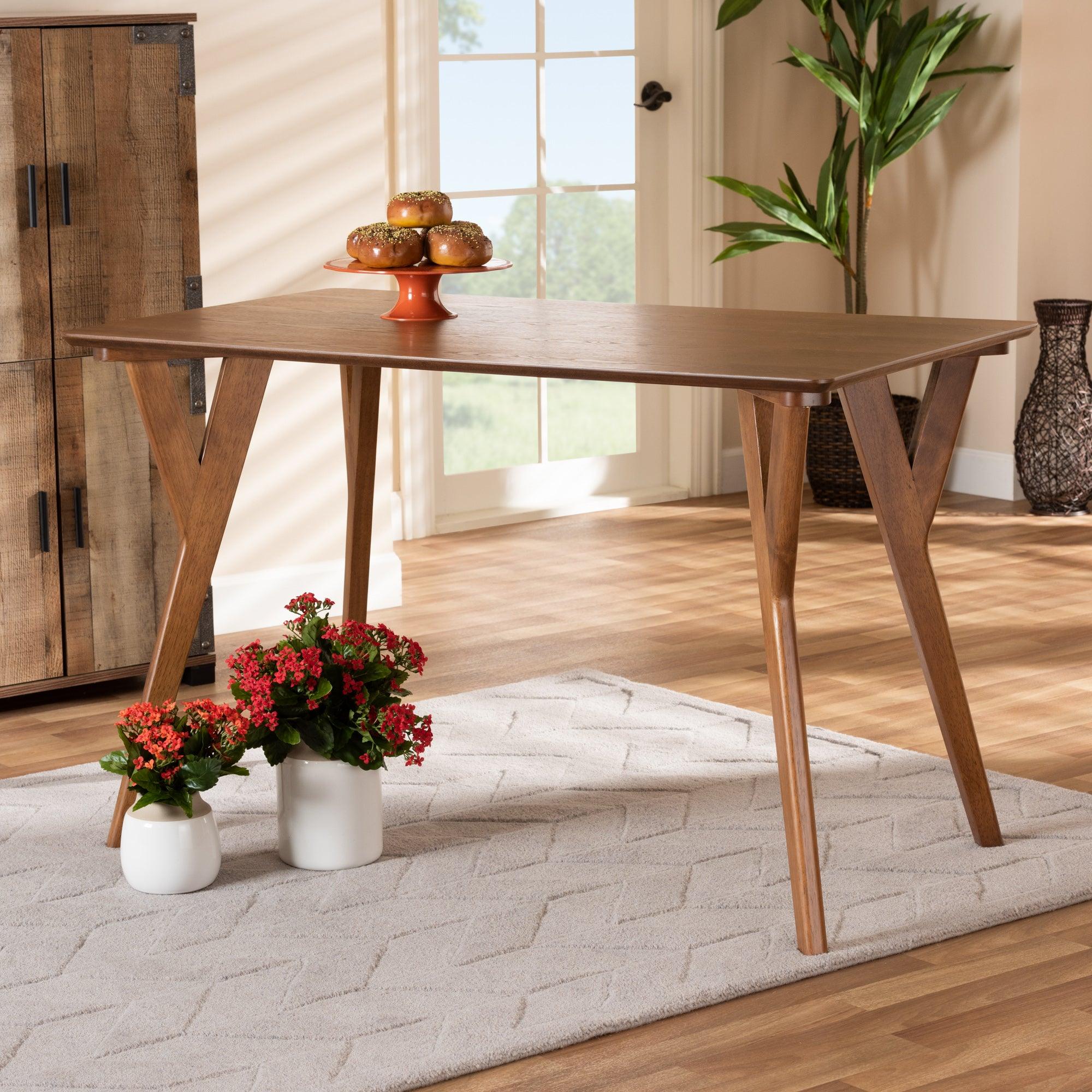 Sahar Mid-Century Modern Transitional Finished Wood Dining Table