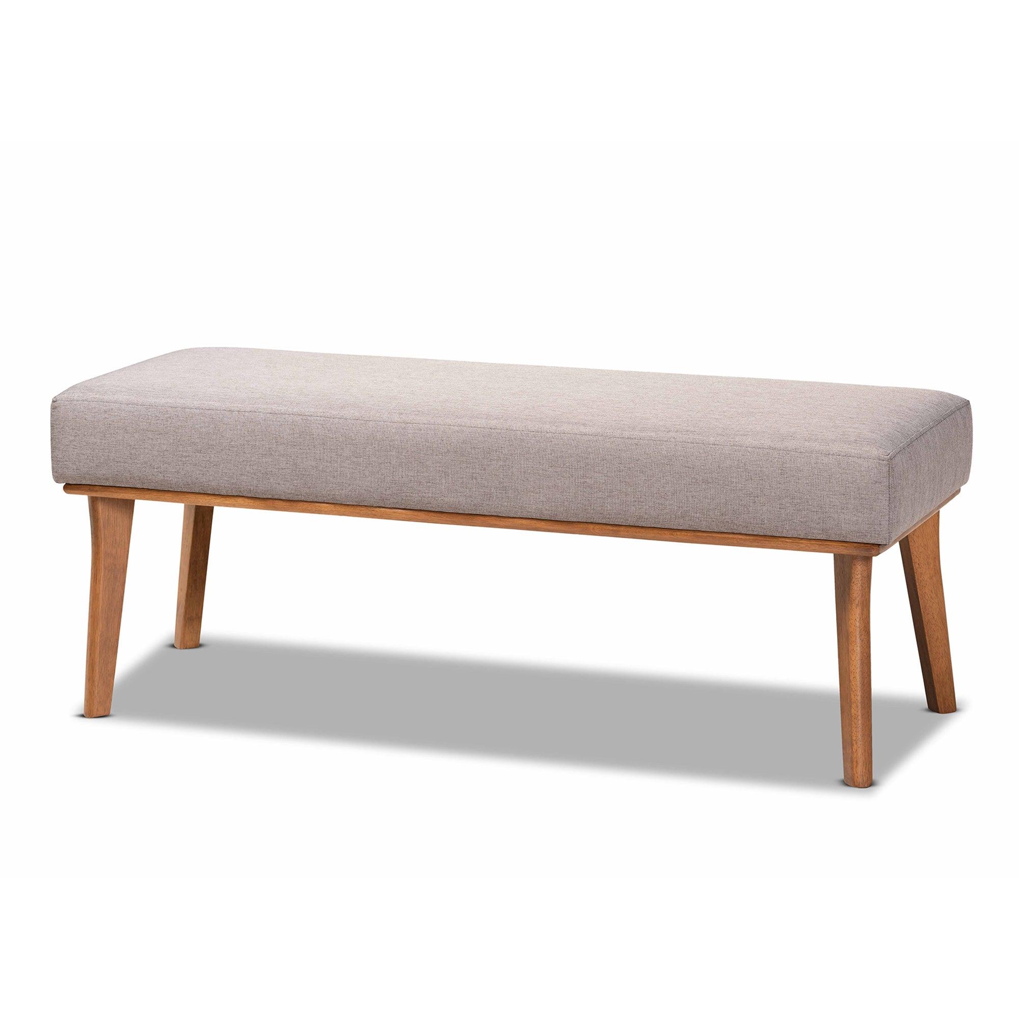 Odessa Mid-Century Modern Fabric Upholstered and Finished Wood Dining Bench