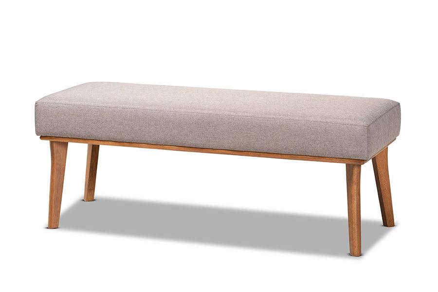 Odessa Mid-Century Modern Fabric Upholstered and Finished Wood Dining Bench