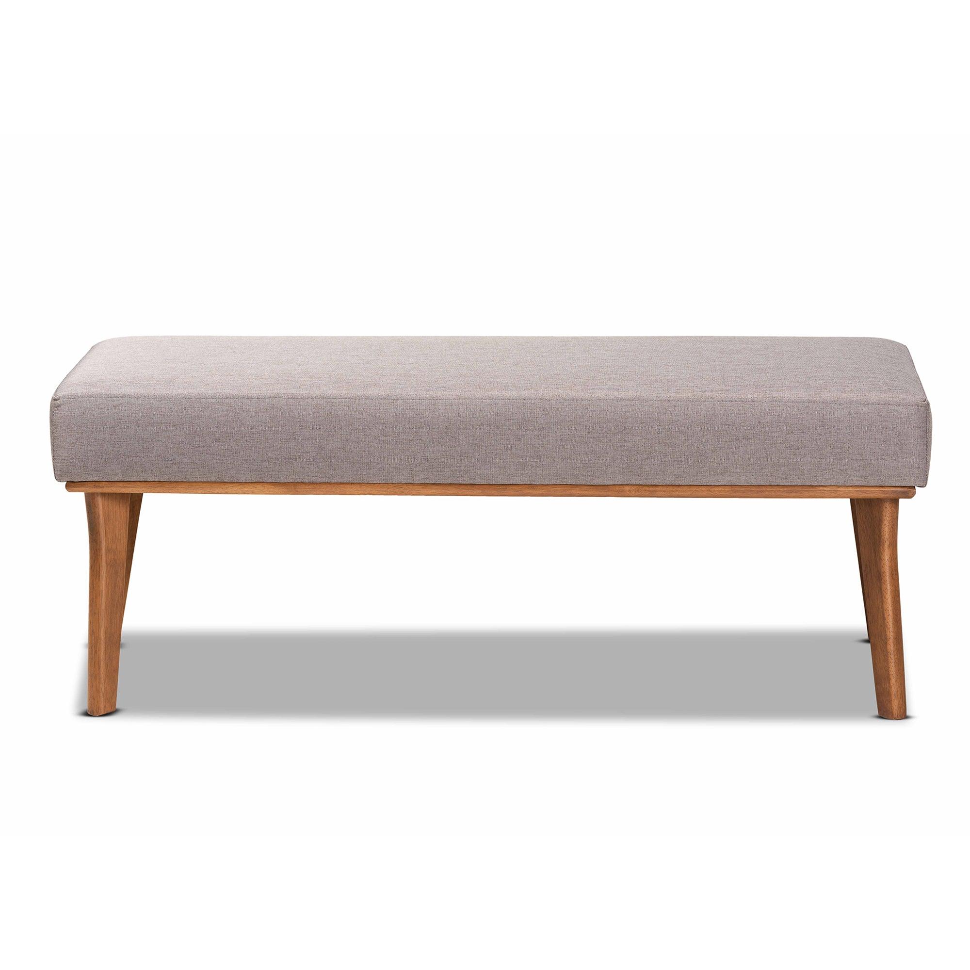 Odessa Mid-Century Modern Fabric Upholstered and Finished Wood Dining Bench