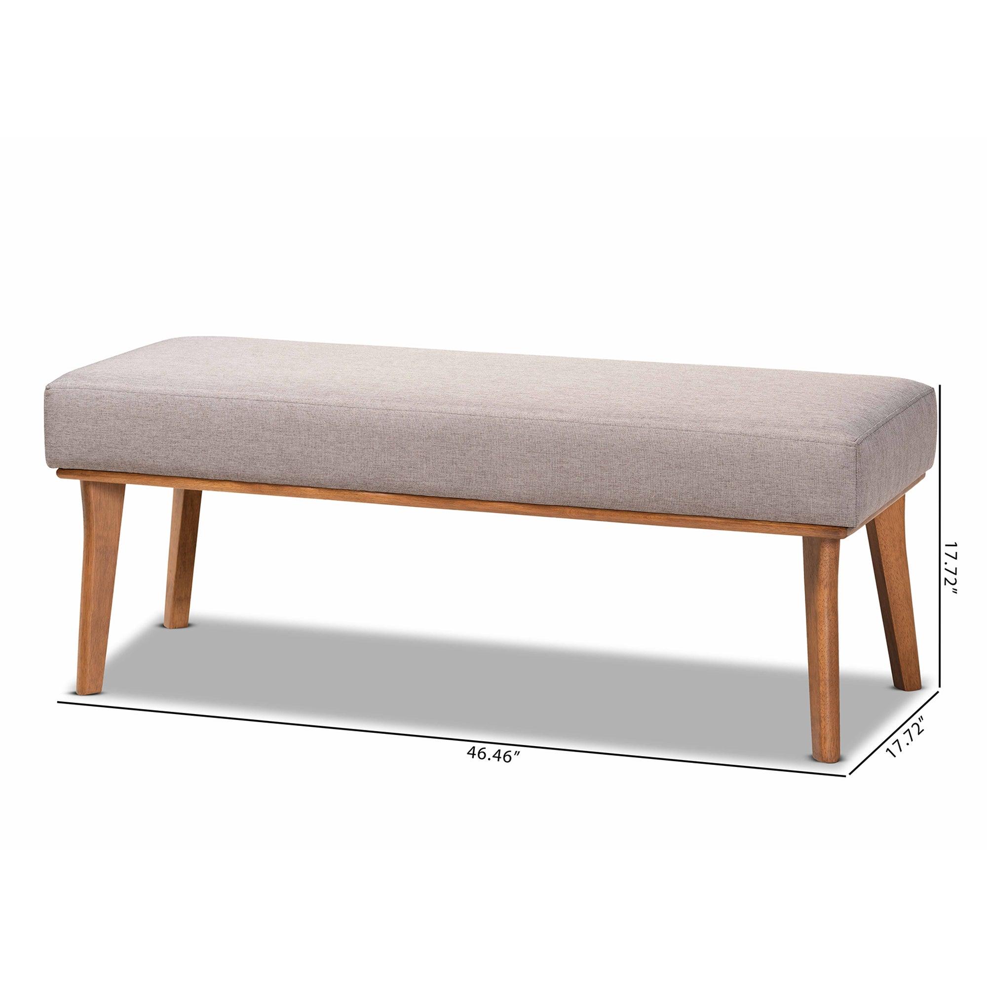 Odessa Mid-Century Modern Fabric Upholstered and Finished Wood Dining Bench