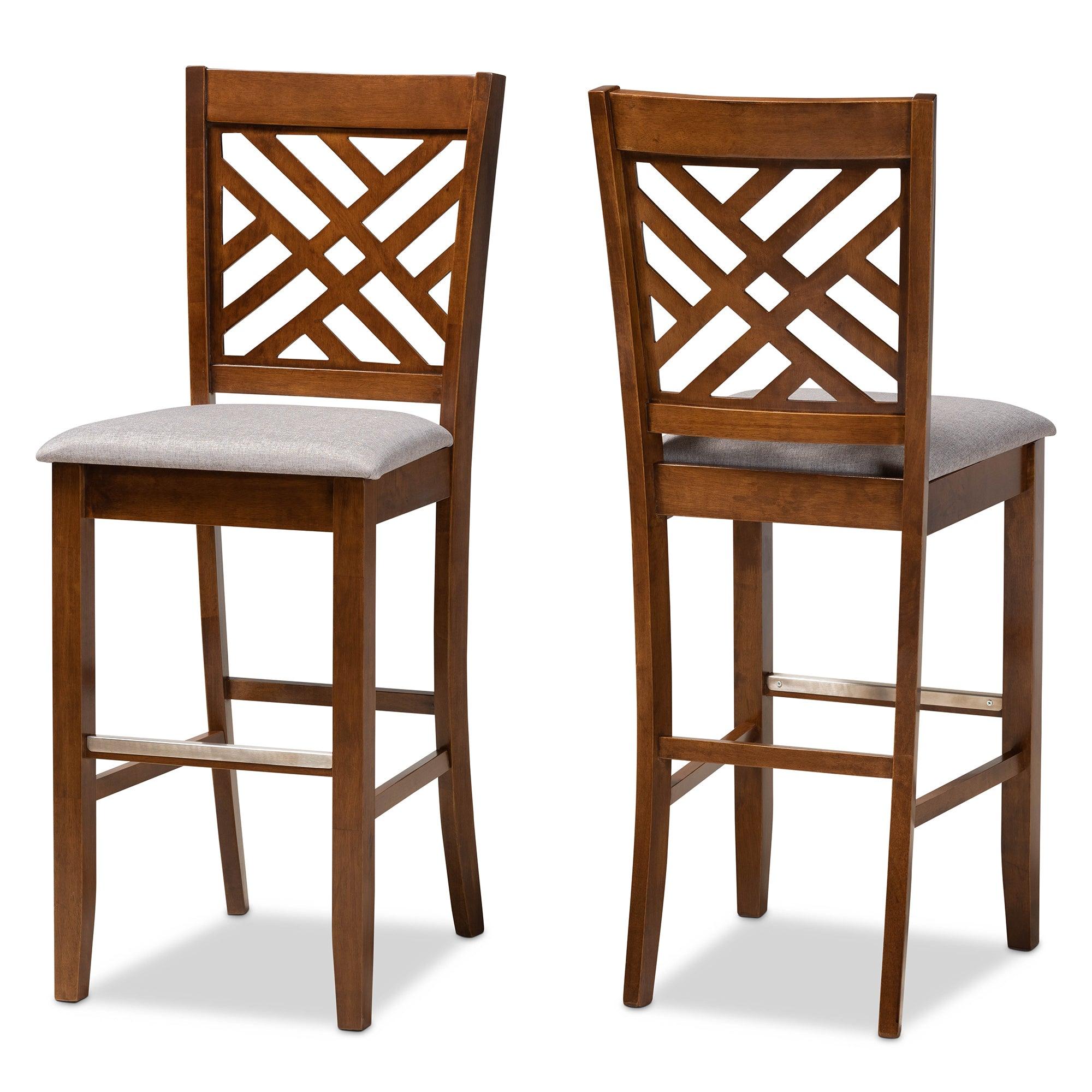 Jason Modern and Contemporary Fabric Upholstered and Finished Wood 2-Piece Bar Stool Set