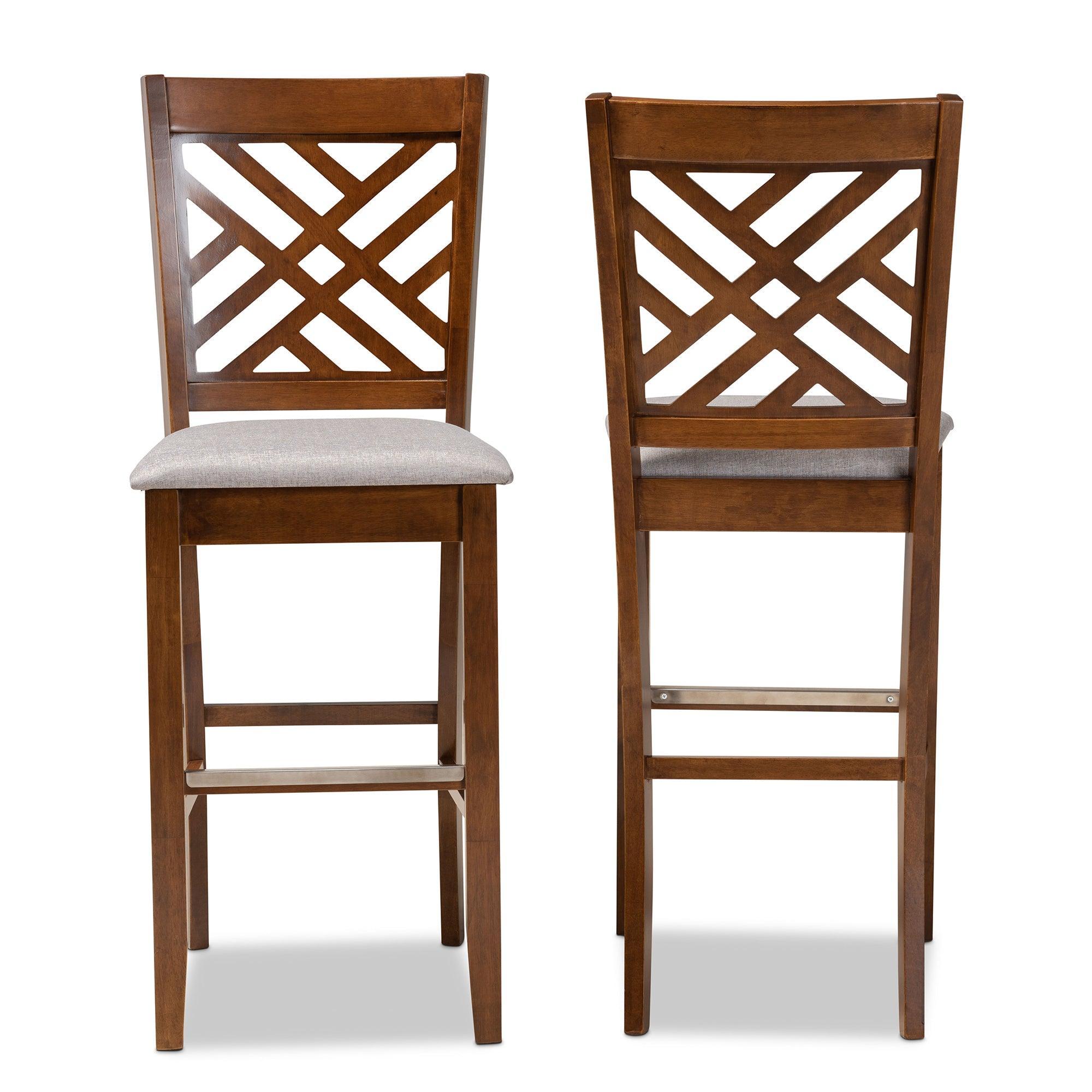 Jason Modern and Contemporary Fabric Upholstered and Finished Wood 2-Piece Bar Stool Set