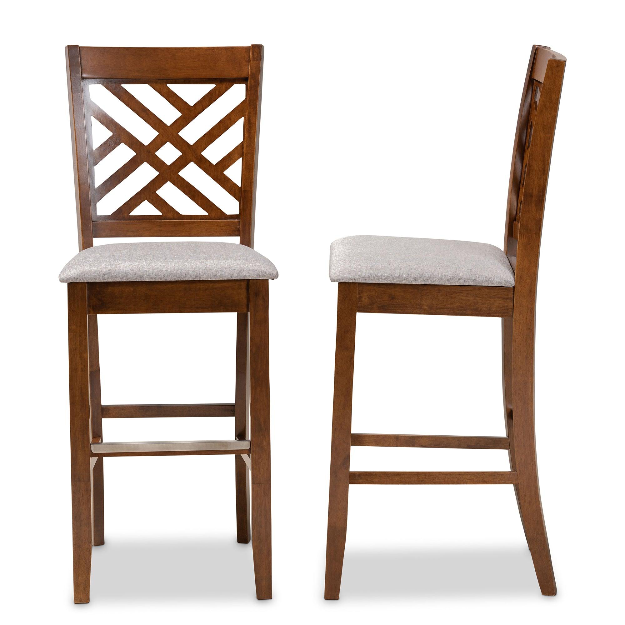 Jason Modern and Contemporary Fabric Upholstered and Finished Wood 2-Piece Bar Stool Set