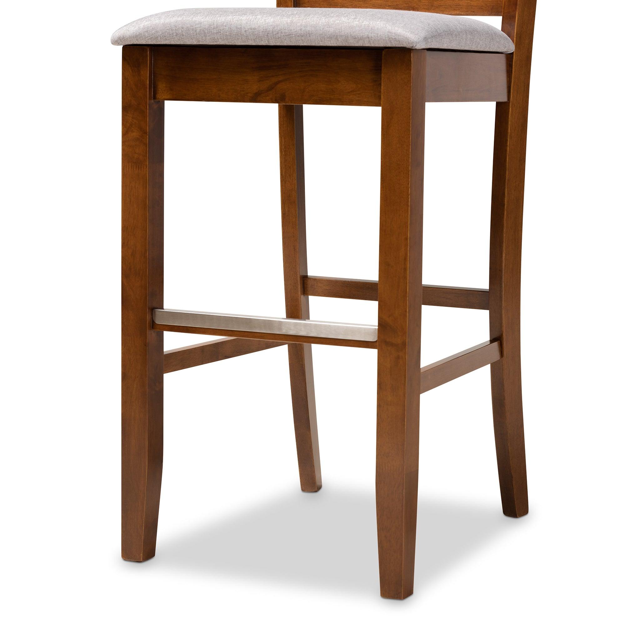 Jason Modern and Contemporary Fabric Upholstered and Finished Wood 2-Piece Bar Stool Set