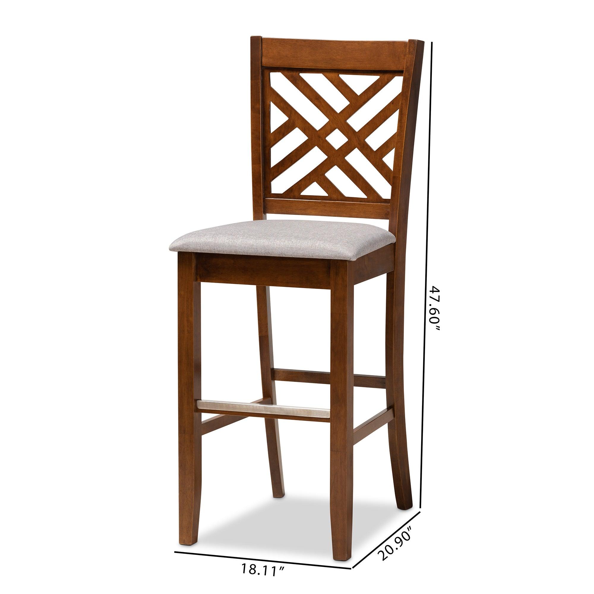 Jason Modern and Contemporary Fabric Upholstered and Finished Wood 2-Piece Bar Stool Set