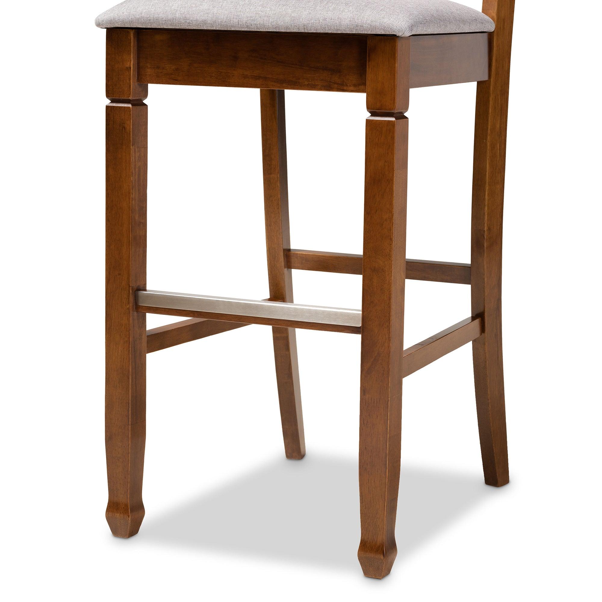 Calista Modern and Contemporary Fabric Upholstered and Finished Wood 2-Piece Bar Stool Set