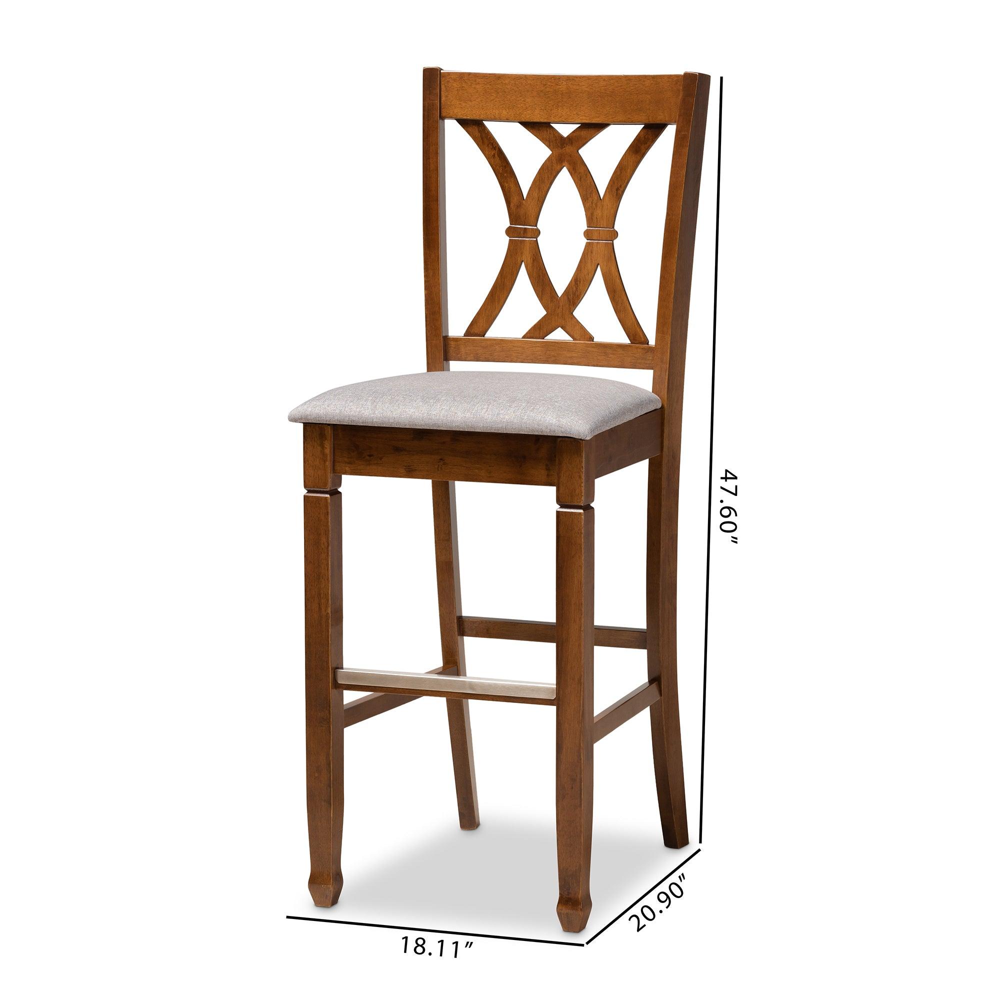 Calista Modern and Contemporary Fabric Upholstered and Finished Wood 2-Piece Bar Stool Set