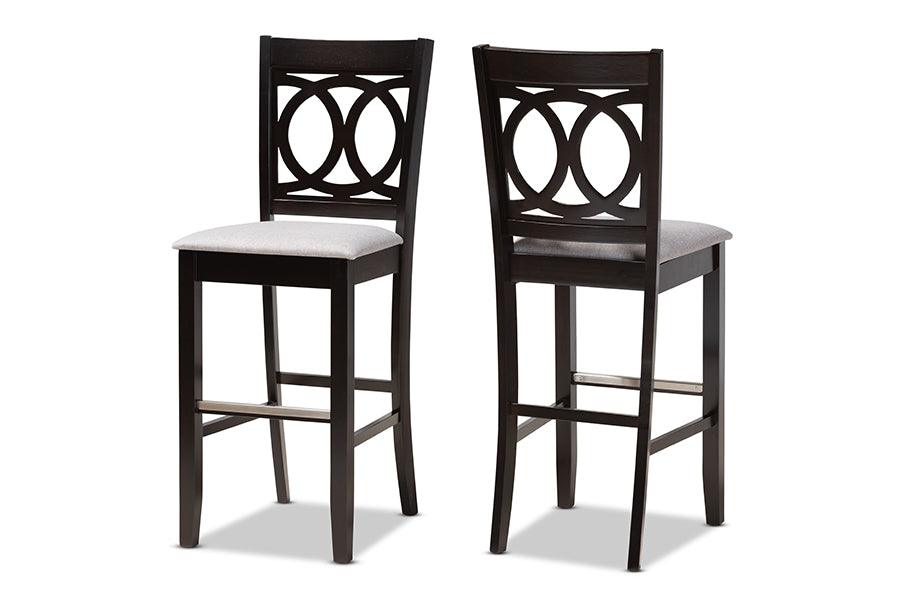 Carson Modern and Contemporary Fabric Upholstered and Espresso Finished Wood 2-Piece Bar Stool Set