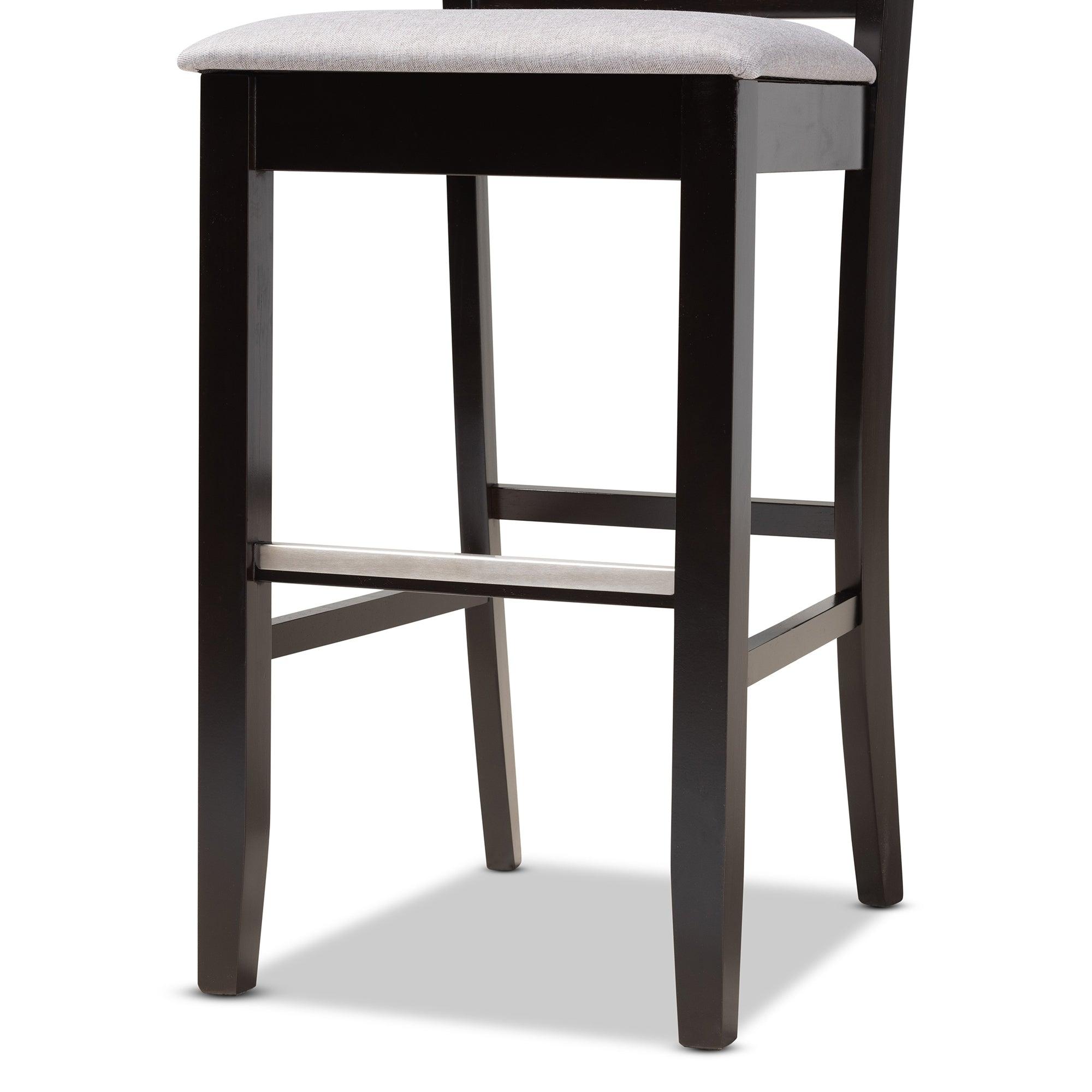 Carson Modern and Contemporary Fabric Upholstered and Espresso Finished Wood 2-Piece Bar Stool Set