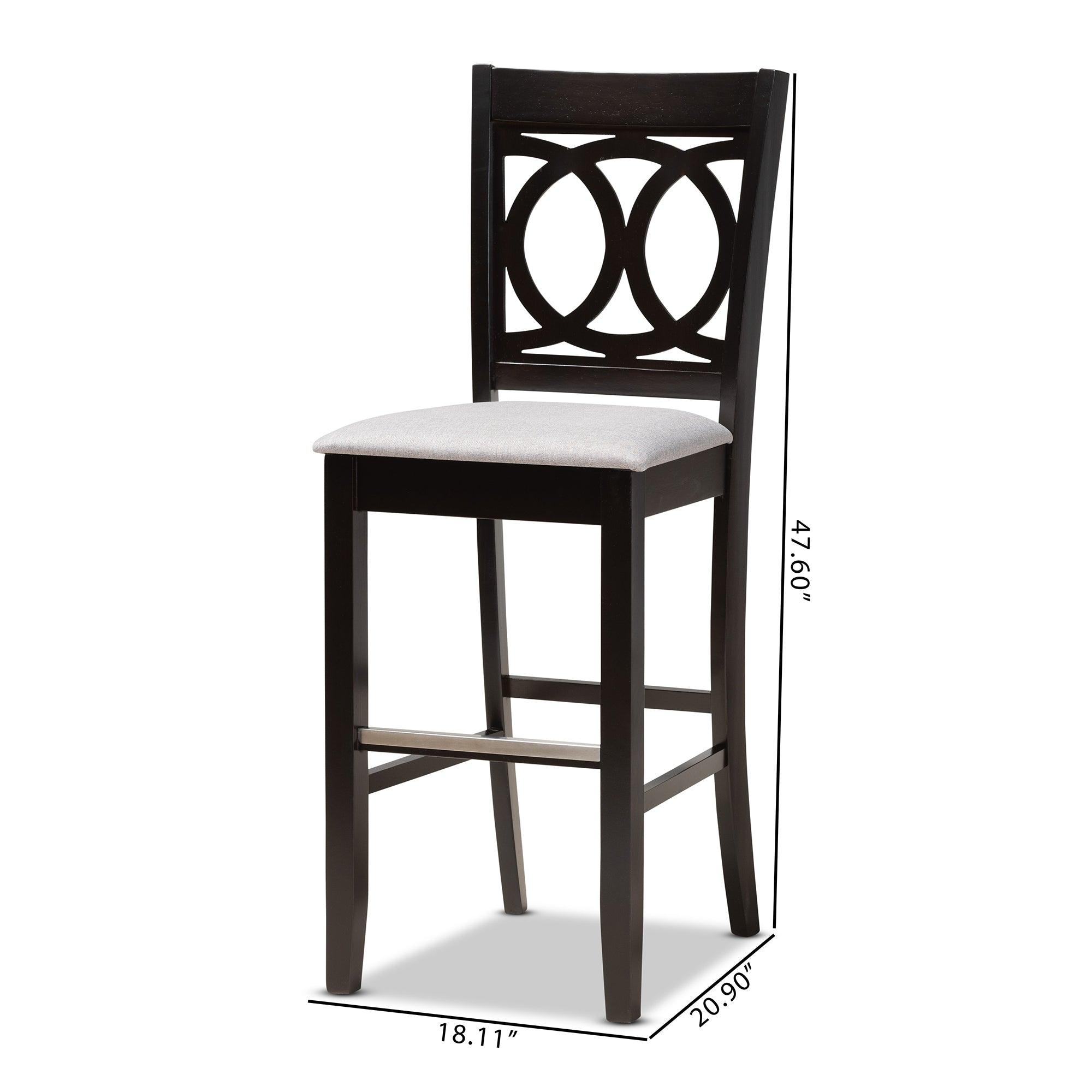 Carson Modern and Contemporary Fabric Upholstered and Espresso Finished Wood 2-Piece Bar Stool Set