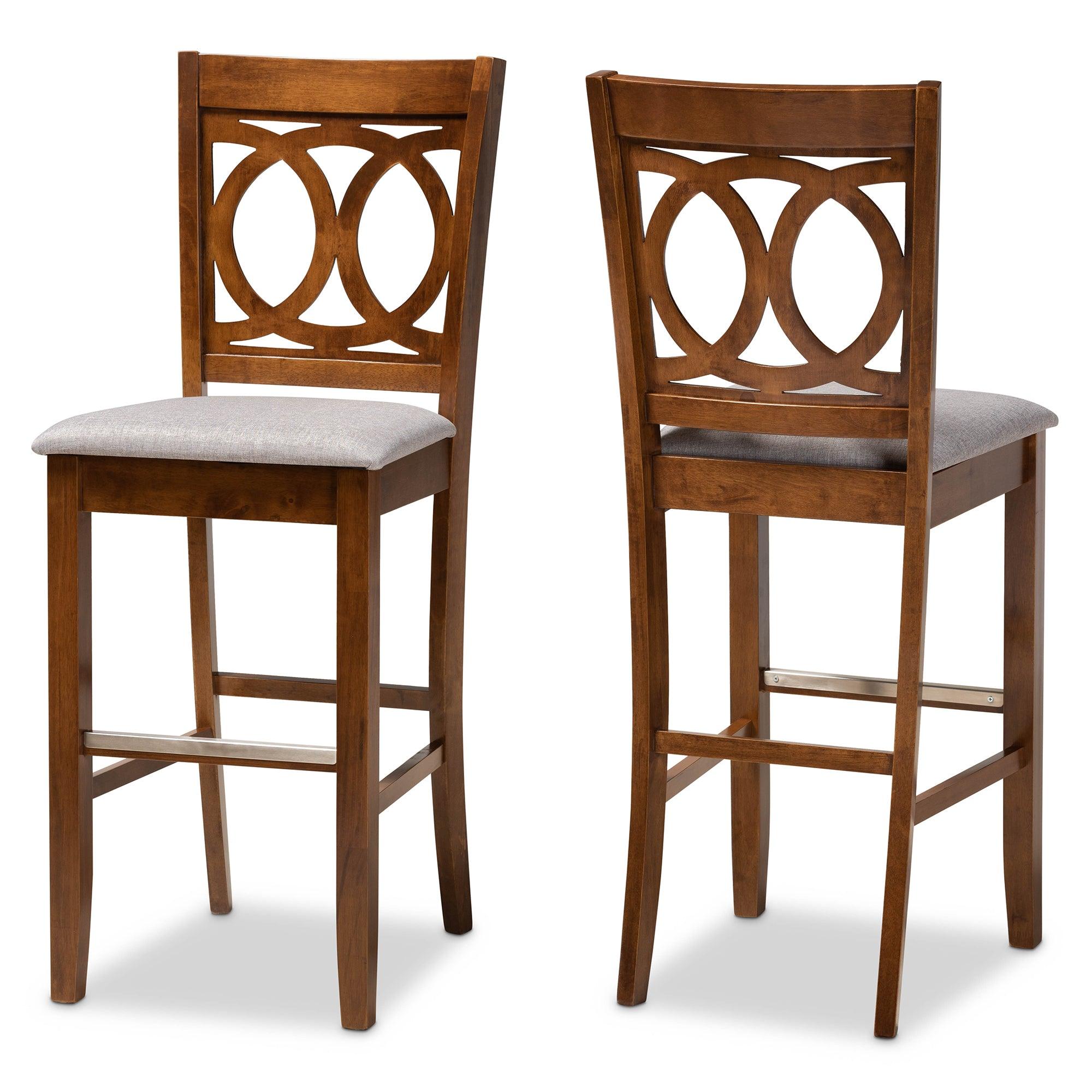 Carson Modern and Contemporary Fabric Upholstered and Finished Wood 2-Piece Bar Stool Set