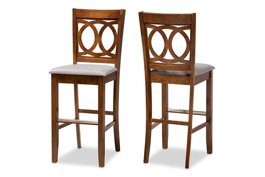 Carson Modern and Contemporary Fabric Upholstered and Finished Wood 2-Piece Bar Stool Set