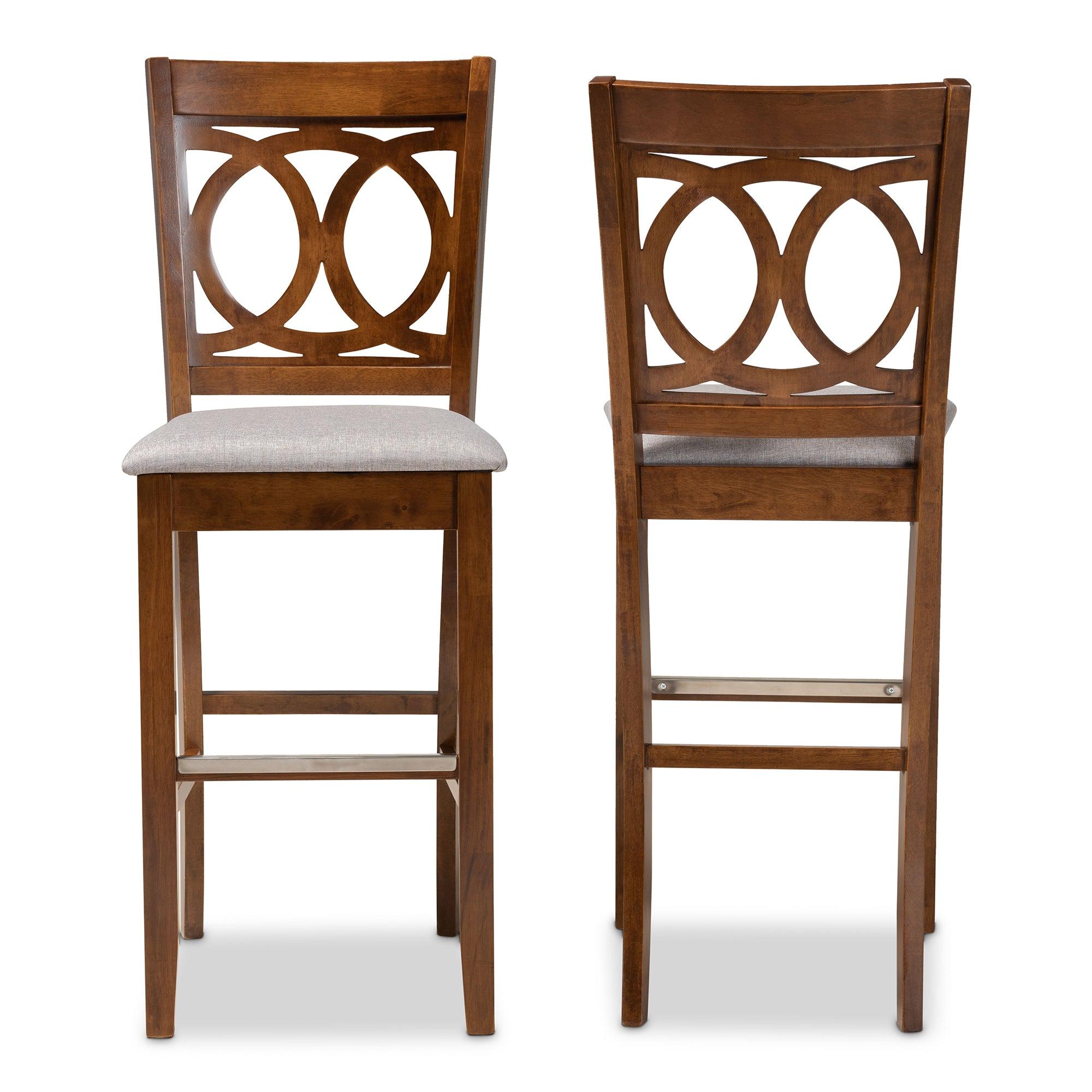 Carson Modern and Contemporary Fabric Upholstered and Finished Wood 2-Piece Bar Stool Set