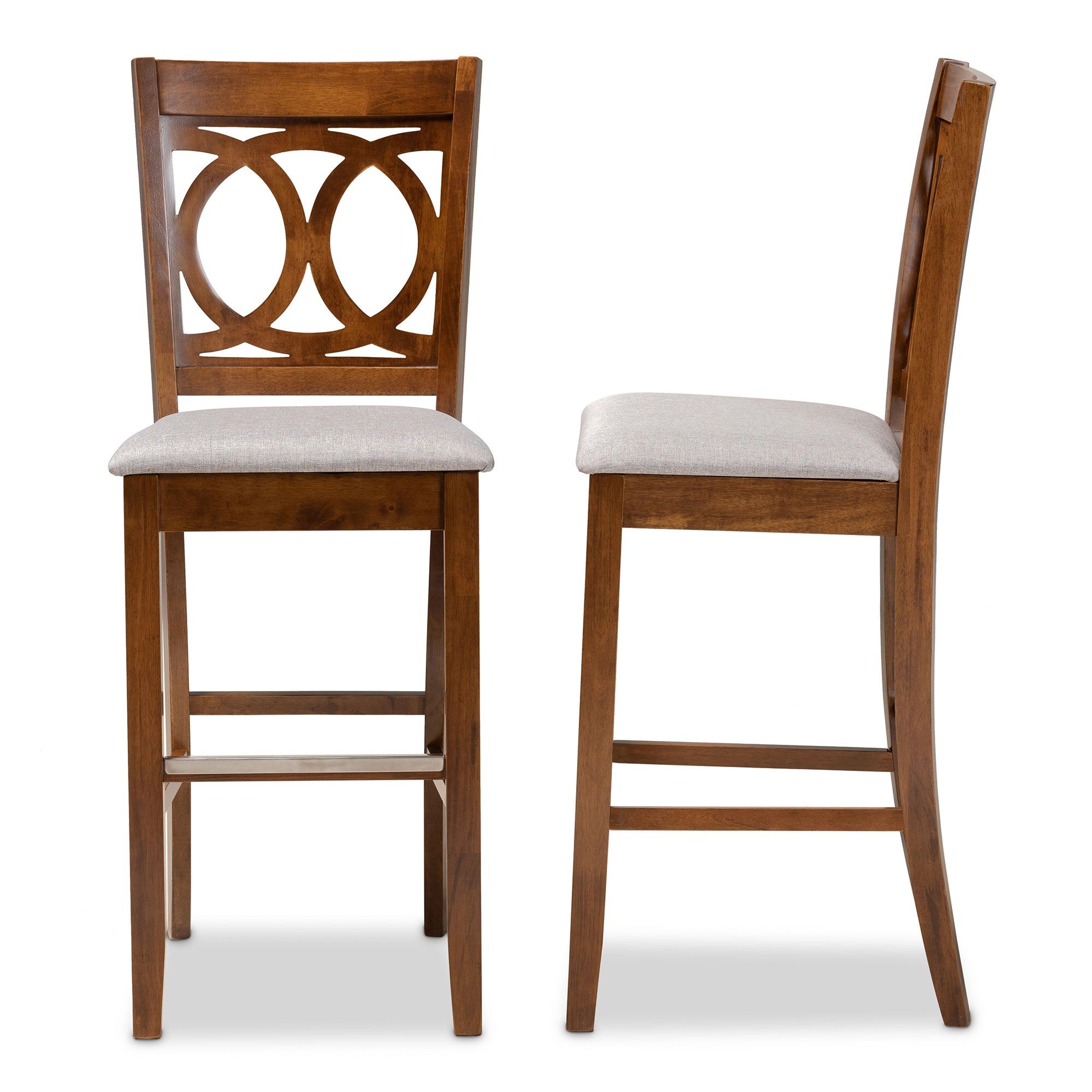 Carson Modern and Contemporary Fabric Upholstered and Finished Wood 2-Piece Bar Stool Set